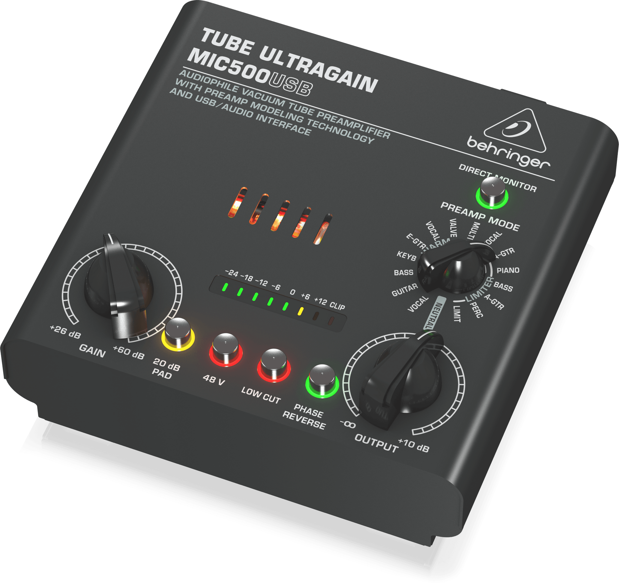 Behringer MIC500USB Audiophile Vacuum Tube Preamplifier (MIC-500USB) | BEHRINGER , Zoso Music
