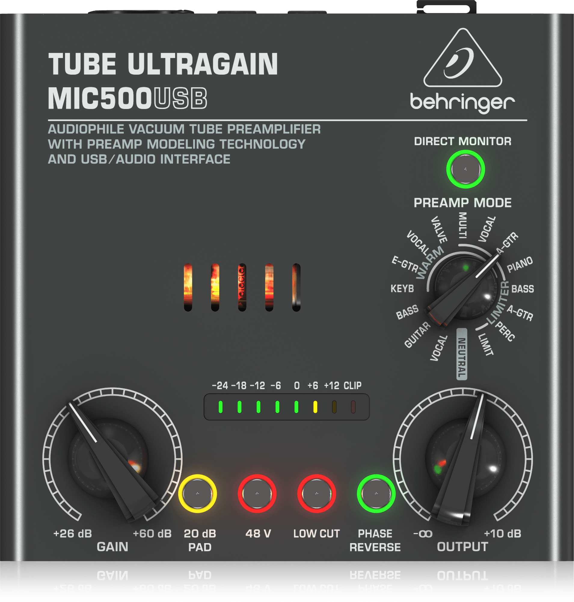 Behringer MIC500USB Audiophile Vacuum Tube Preamplifier (MIC-500USB) | BEHRINGER , Zoso Music