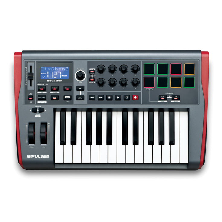 Novation Impulse 25 Usb Midi Controller Kb 2 Octave, Touch Sensitive Controls, Led Light Rings |  NOVATION |  MIDI CONTROLLER |  Zoso Music