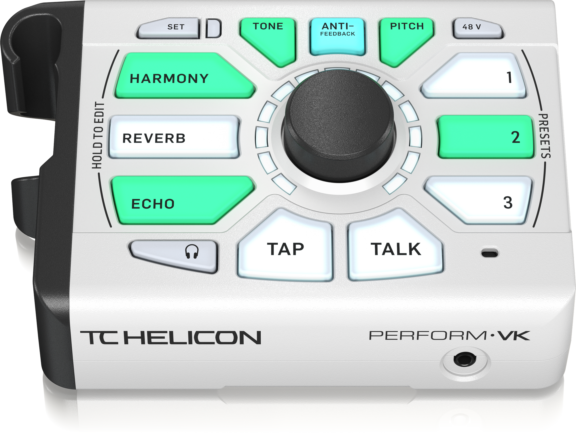 TC HELICON PERFORM-VK ULTIMATE MIC STAND-MOUNT VOCAL PROCESSOR FOR STUDIO-QUALITY SOUND WITH EXPANDABLE EFFECTS AND KEYBOARD I/O, TC HELICON, VOCAL PROCESSORS, tc-helicon-vocal-processors-perform-vk, ZOSO MUSIC SDN BHD