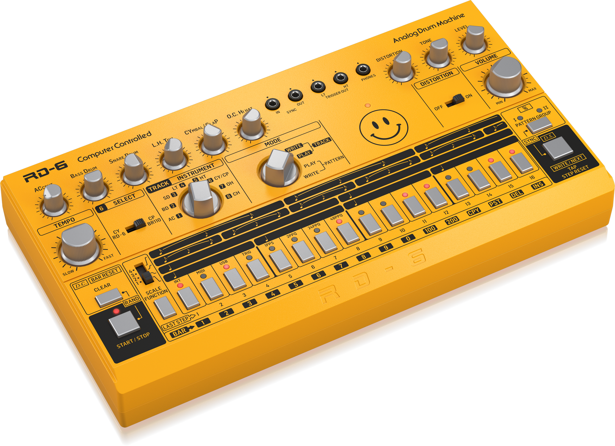 Behringer RD-6-AM Analog Drum Machine - Yellow | BEHRINGER , Zoso Music