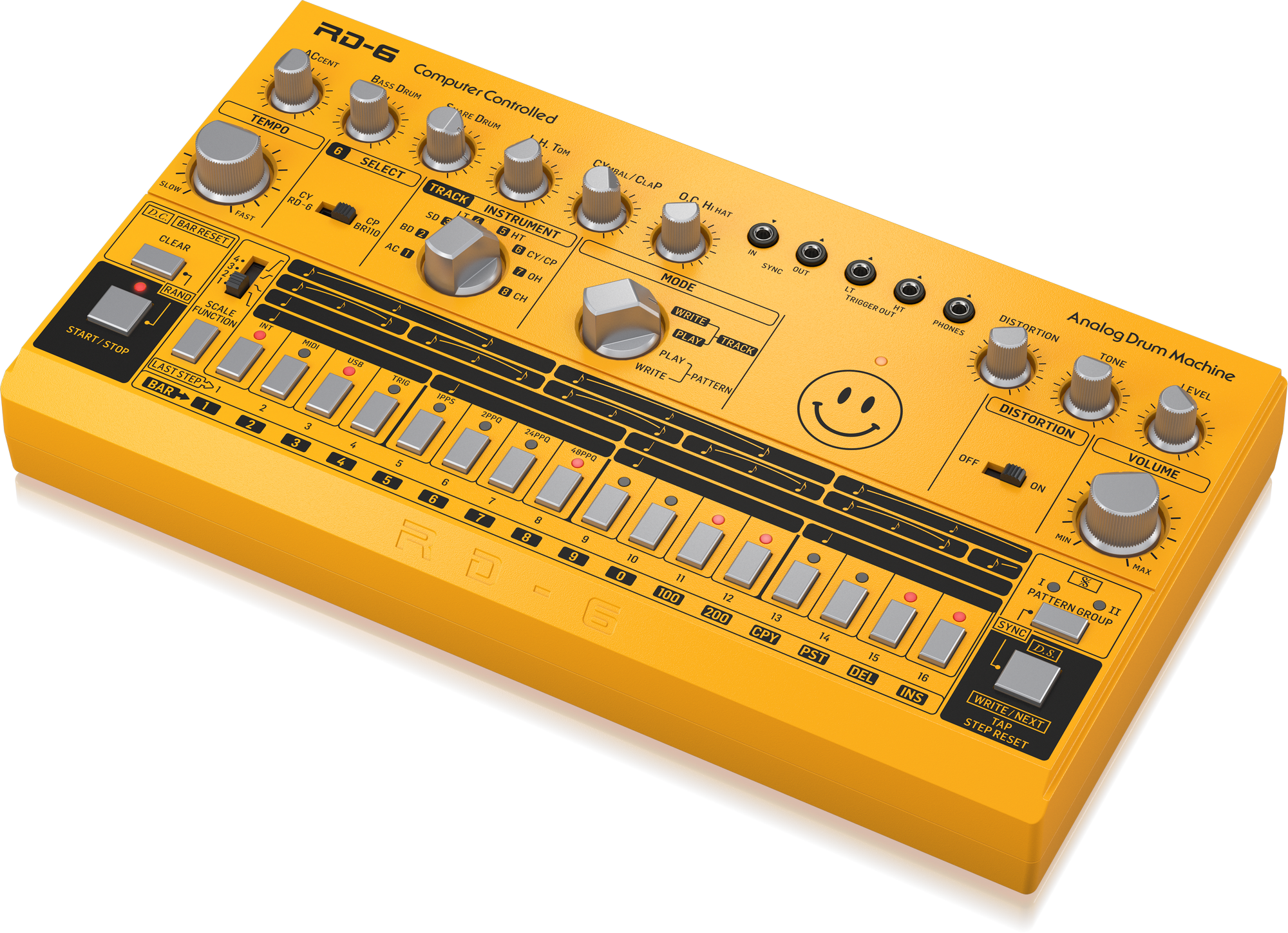 Behringer RD-6-AM Analog Drum Machine - Yellow | BEHRINGER , Zoso Music