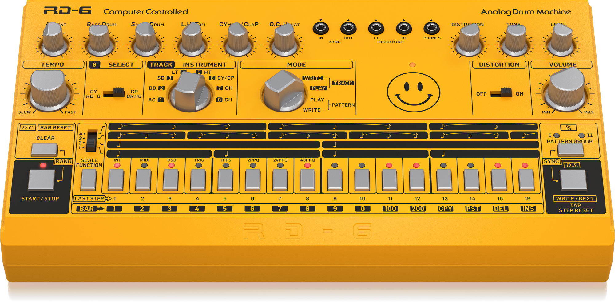 Behringer RD-6-AM Analog Drum Machine - Yellow | BEHRINGER , Zoso Music