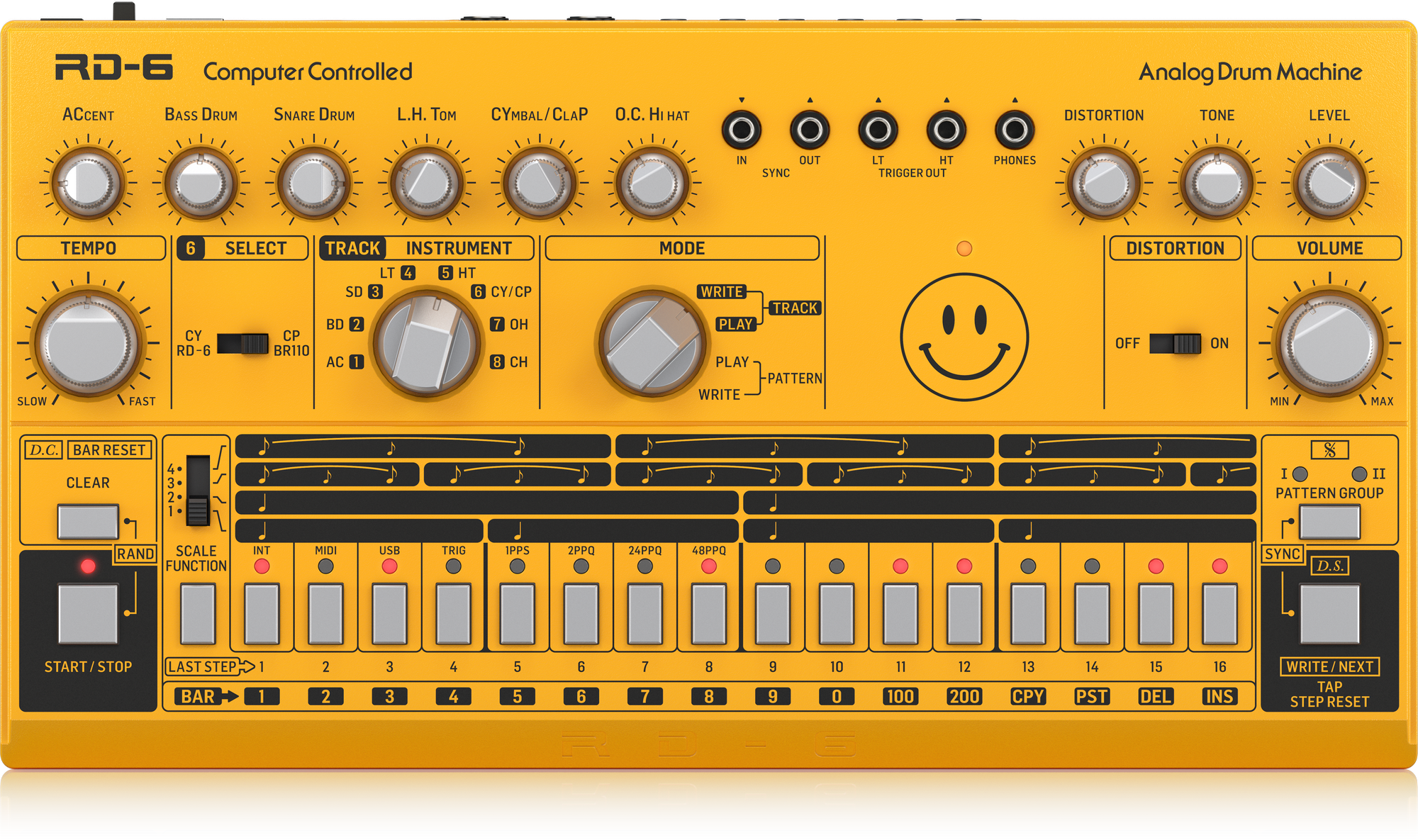 Behringer RD-6-AM Analog Drum Machine - Yellow | BEHRINGER , Zoso Music