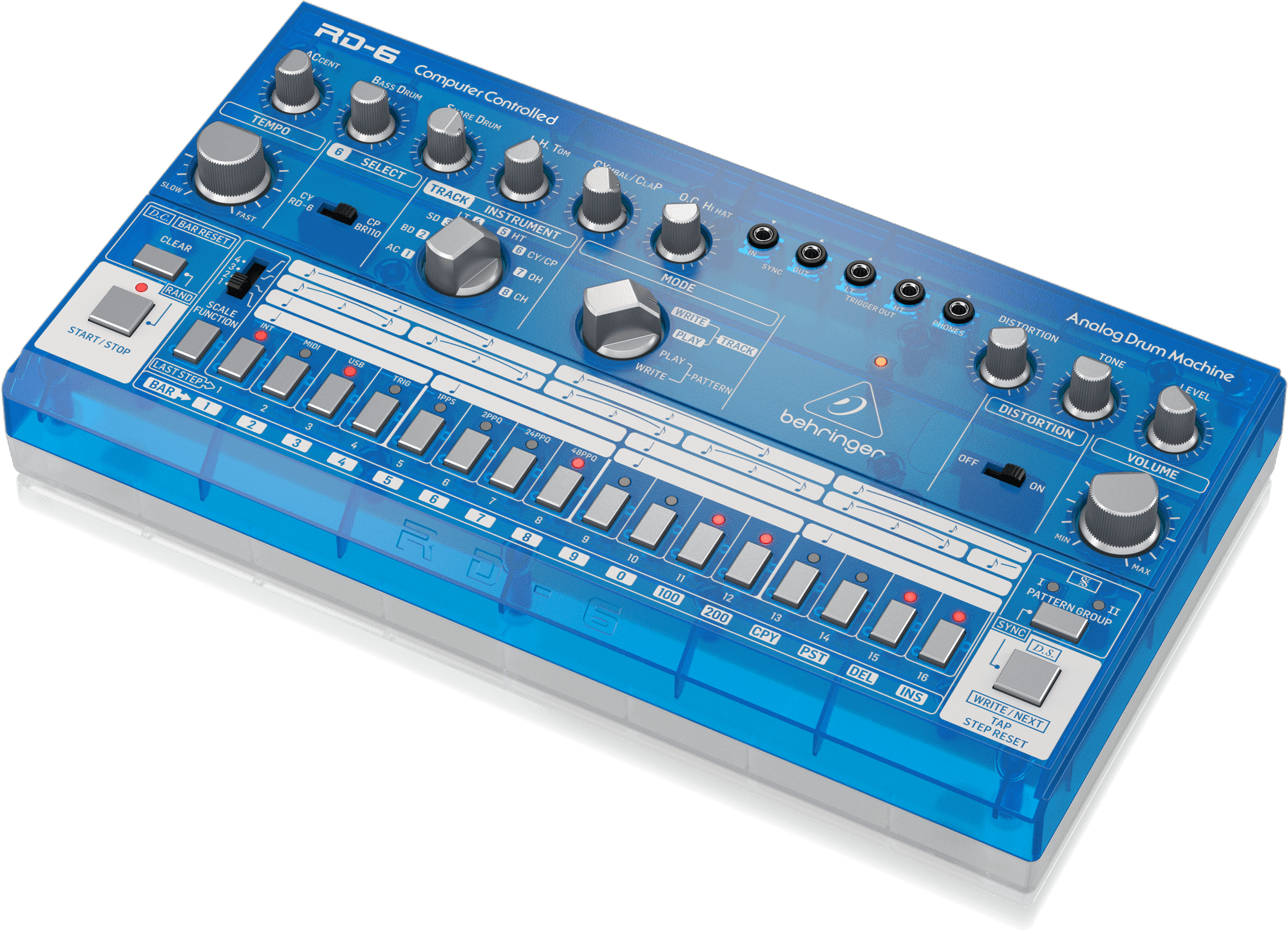 Behringer RD-6-BB Analog Drum Machine - Blue Translucent | BEHRINGER , Zoso Music