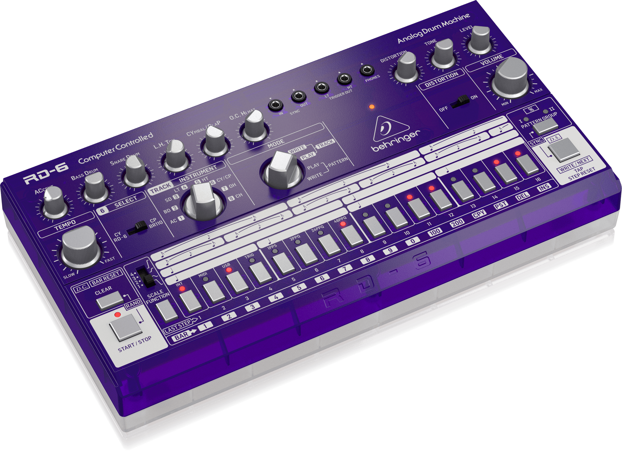 Behringer RD-6-GP Analog Drum Machine - Purple Translucent | BEHRINGER , Zoso Music