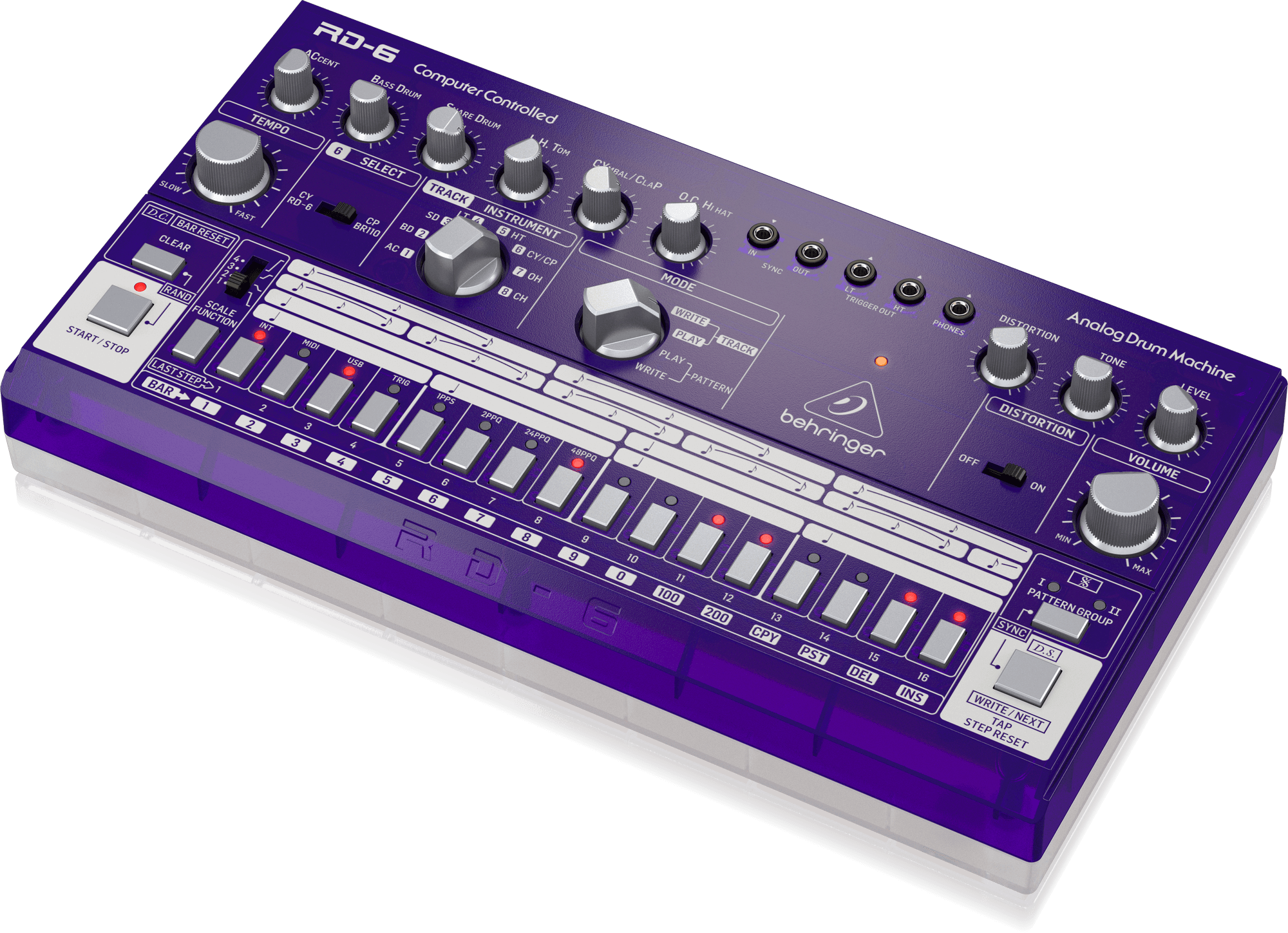 Behringer RD-6-GP Analog Drum Machine - Purple Translucent | BEHRINGER , Zoso Music