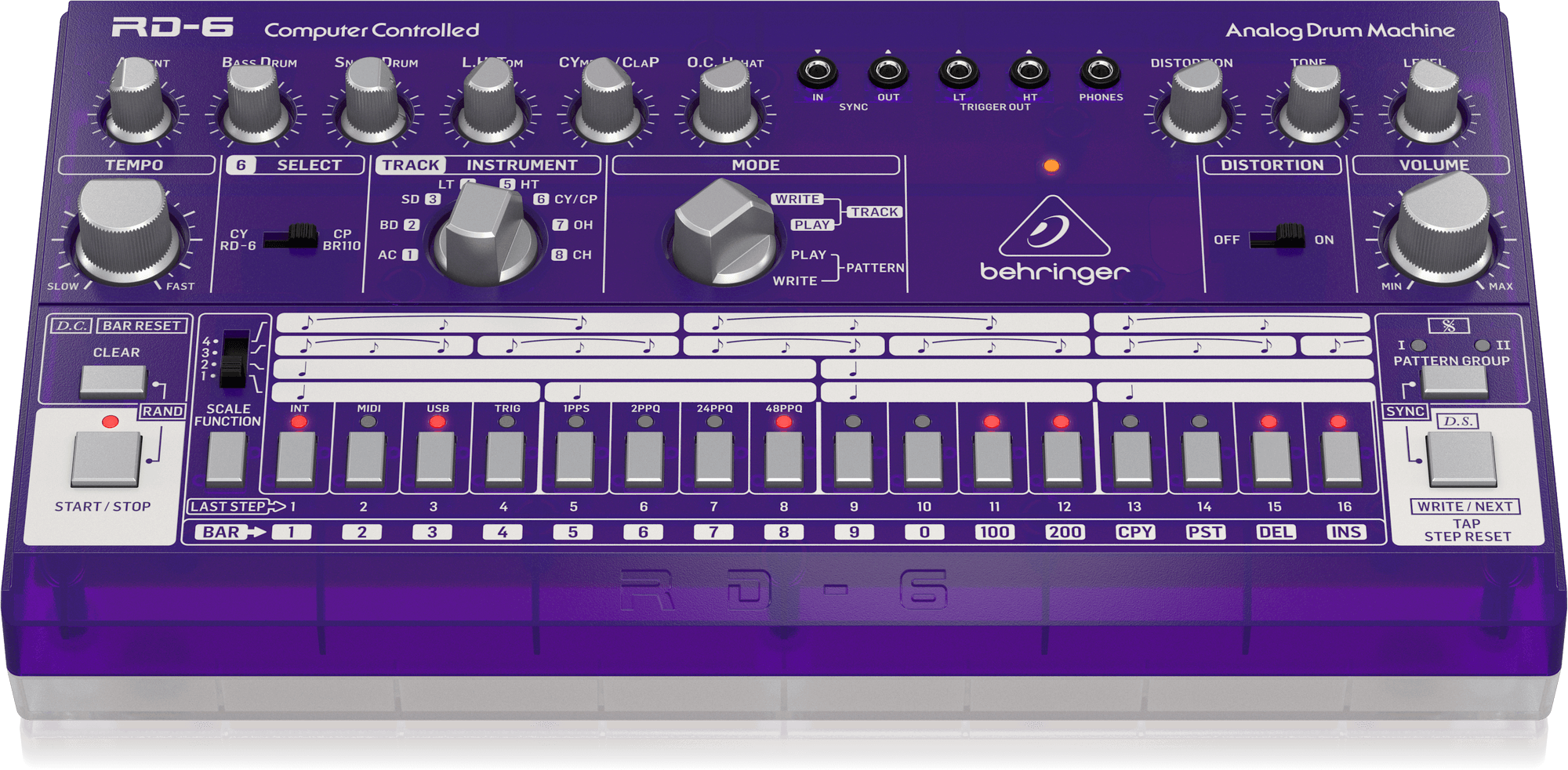 Behringer RD-6-GP Analog Drum Machine - Purple Translucent | BEHRINGER , Zoso Music
