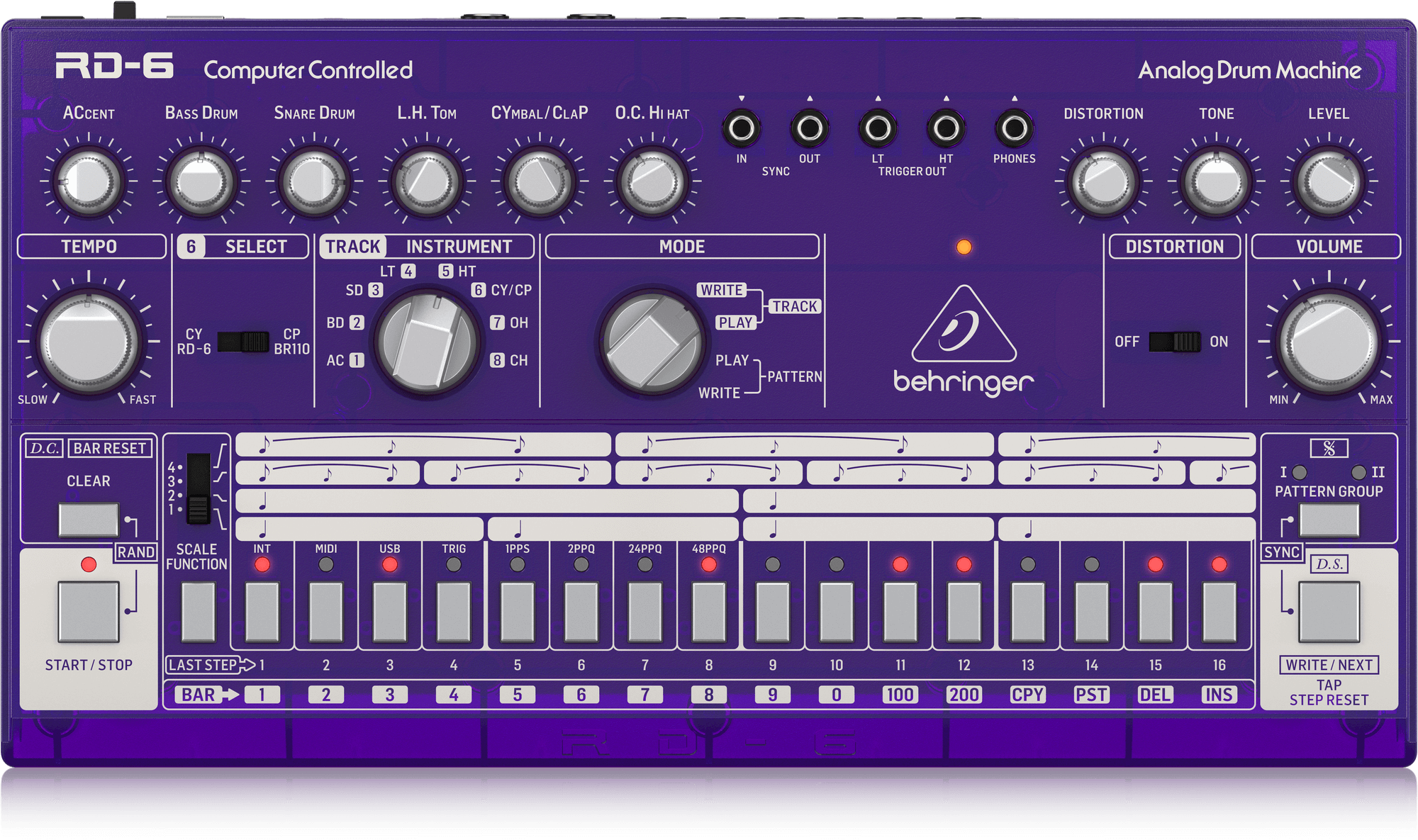 Behringer RD-6-GP Analog Drum Machine - Purple Translucent | BEHRINGER , Zoso Music