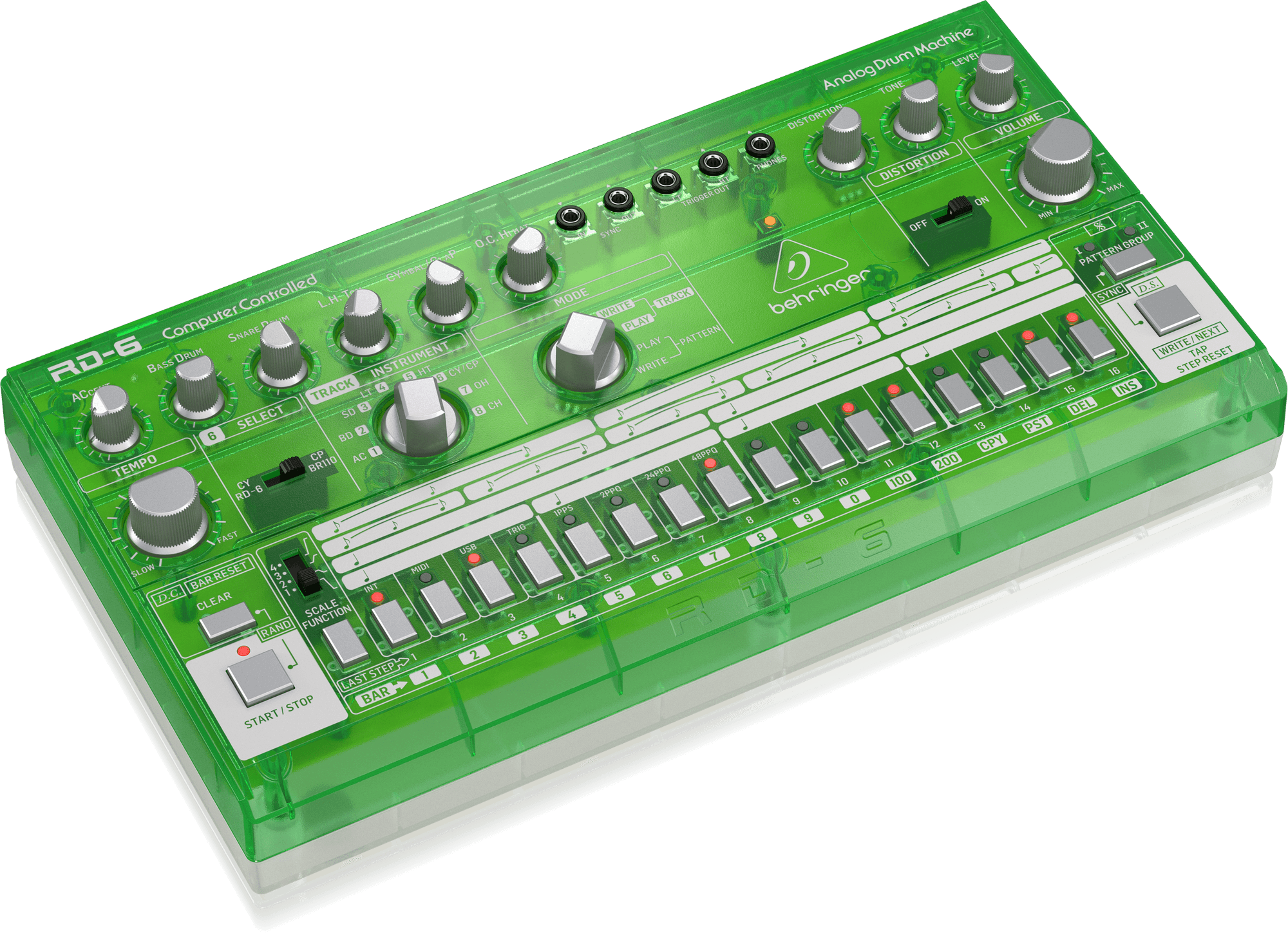 Behringer RD-6-LM Analog Drum Machine - Green Translucent | BEHRINGER , Zoso Music