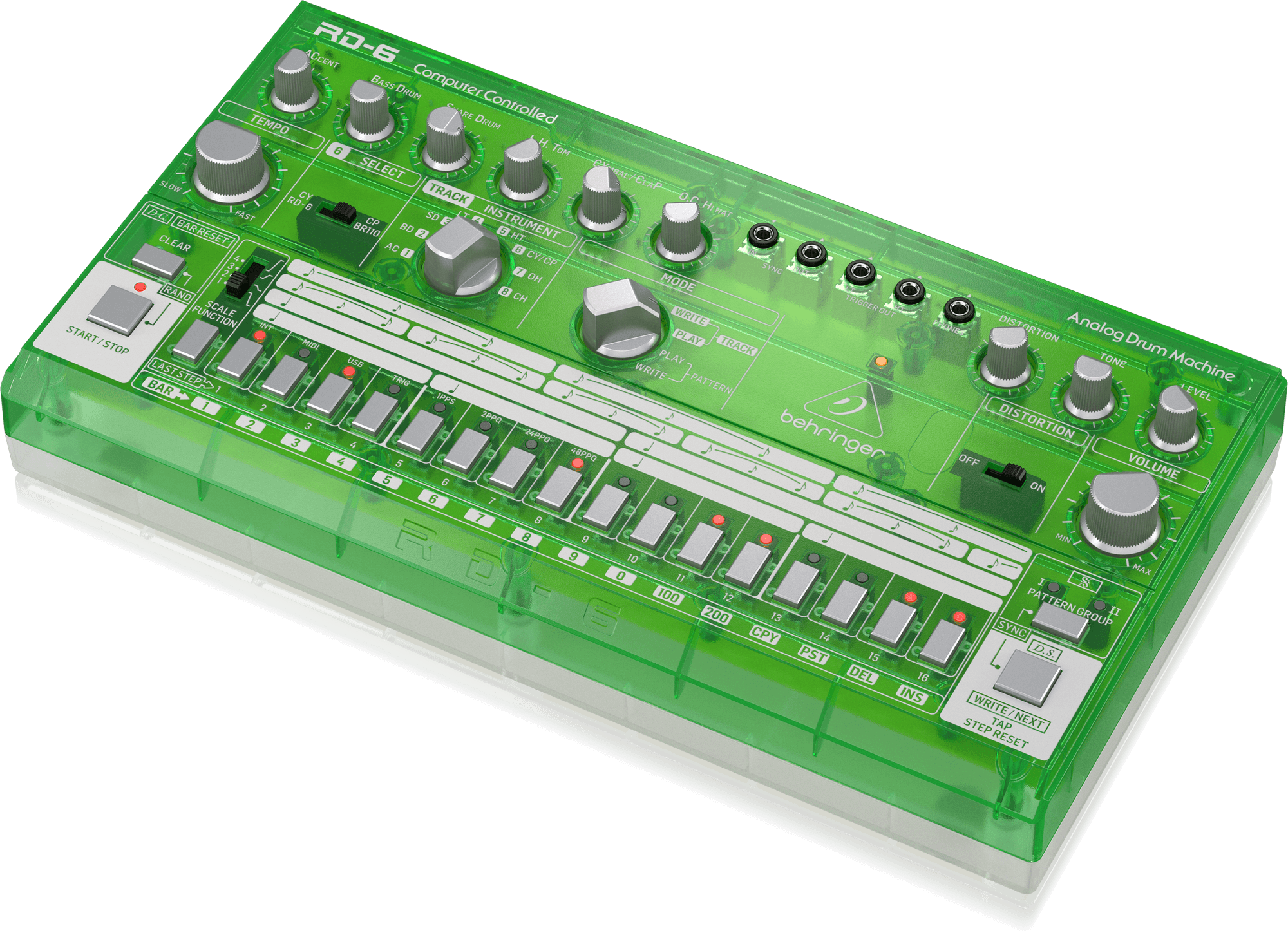 Behringer RD-6-LM Analog Drum Machine - Green Translucent | BEHRINGER , Zoso Music