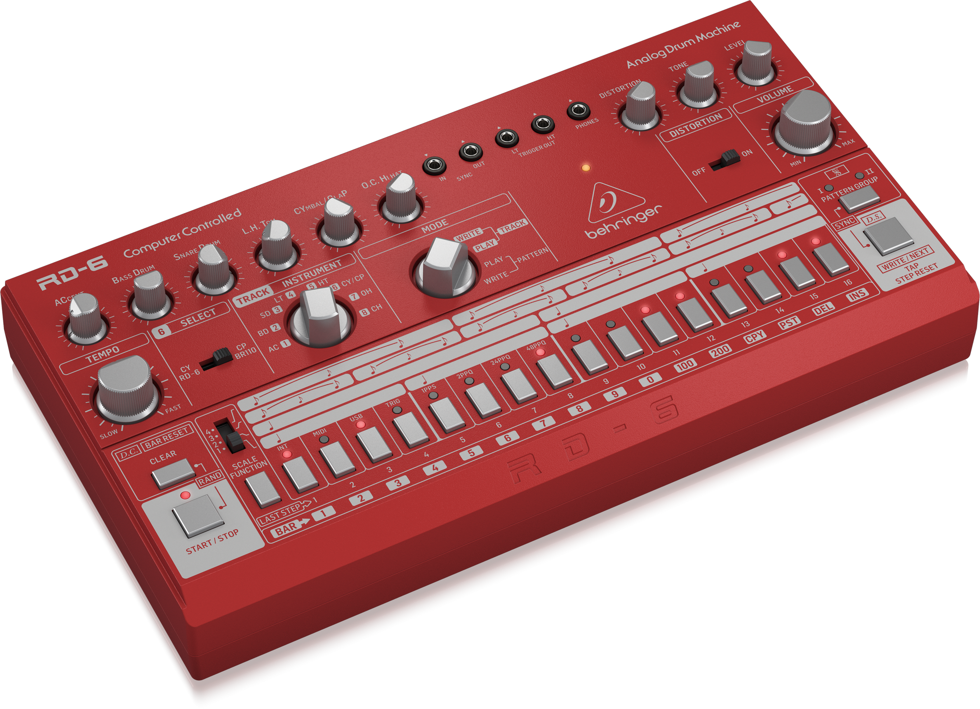 Behringer RD-6-RD Analog Drum Machine - Red | BEHRINGER , Zoso Music