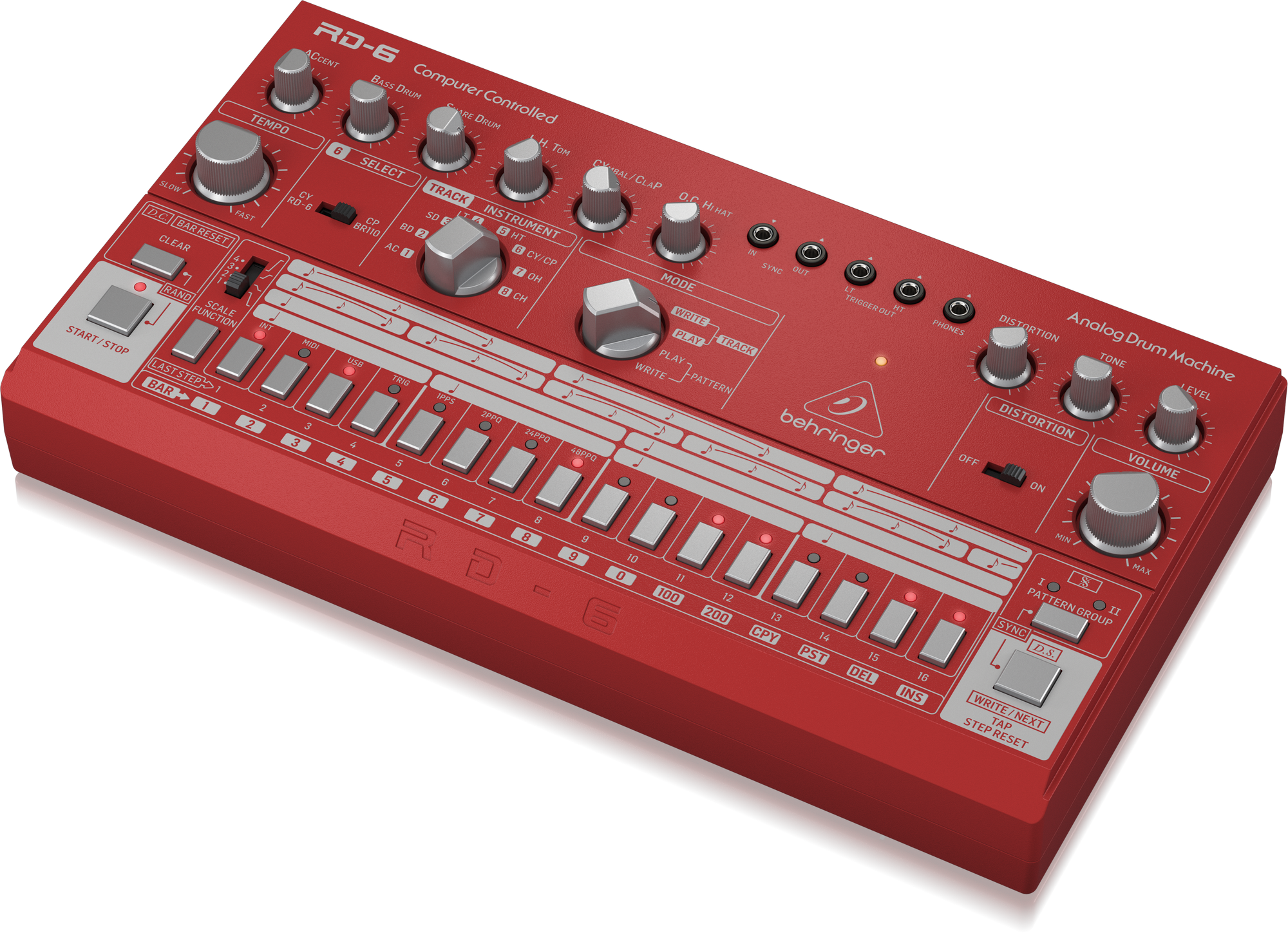 Behringer RD-6-RD Analog Drum Machine - Red | BEHRINGER , Zoso Music