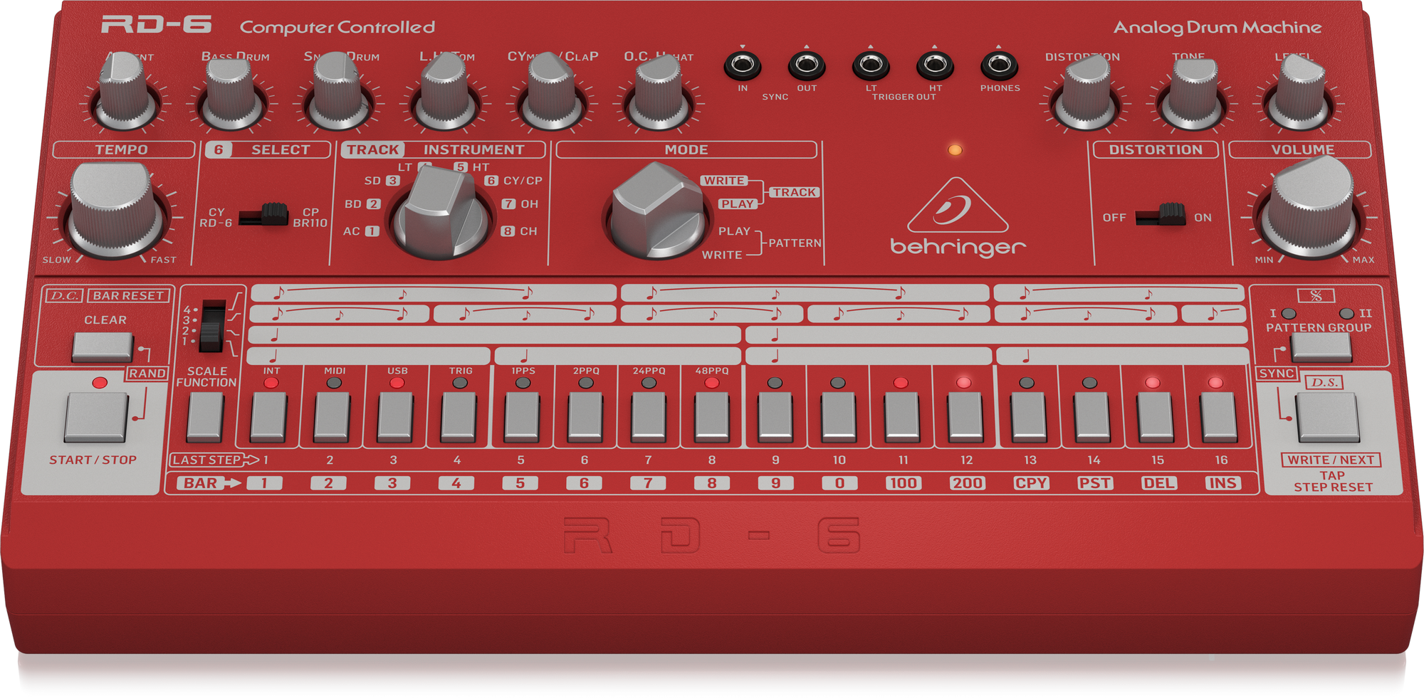 Behringer RD-6-RD Analog Drum Machine - Red | BEHRINGER , Zoso Music