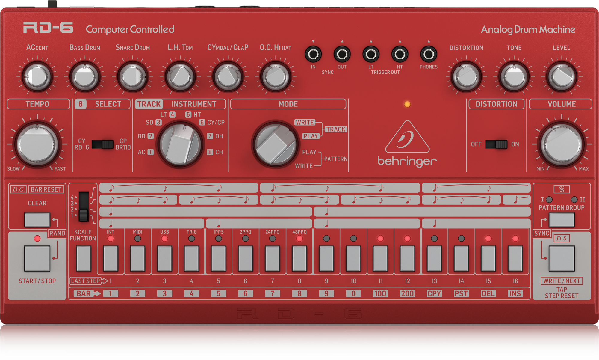 Behringer RD-6-RD Analog Drum Machine - Red | BEHRINGER , Zoso Music