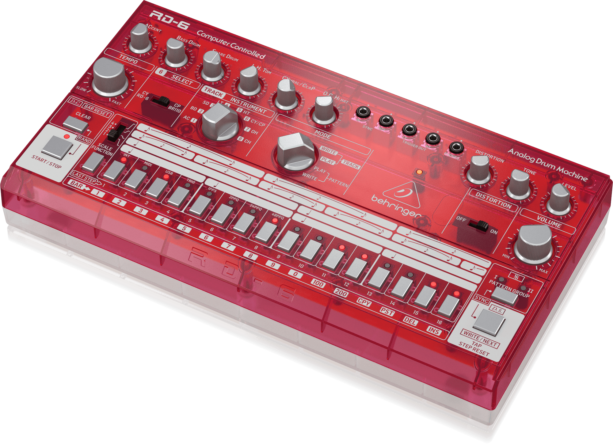 Behringer RD-6-SB Analog Drum Machine - Red Translucent | BEHRINGER , Zoso Music