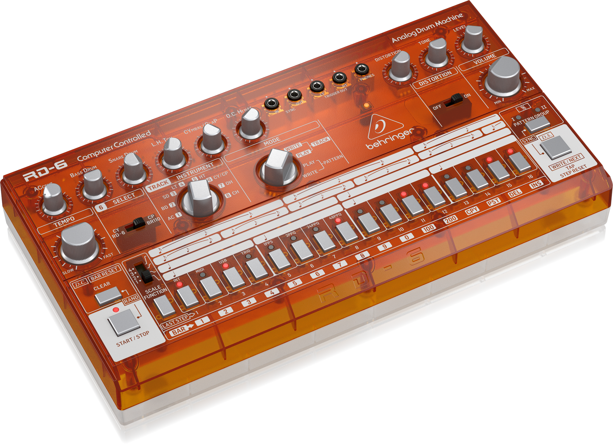 Behringer RD-6-TG Analog Drum Machine - Orange Translucent | BEHRINGER , Zoso Music