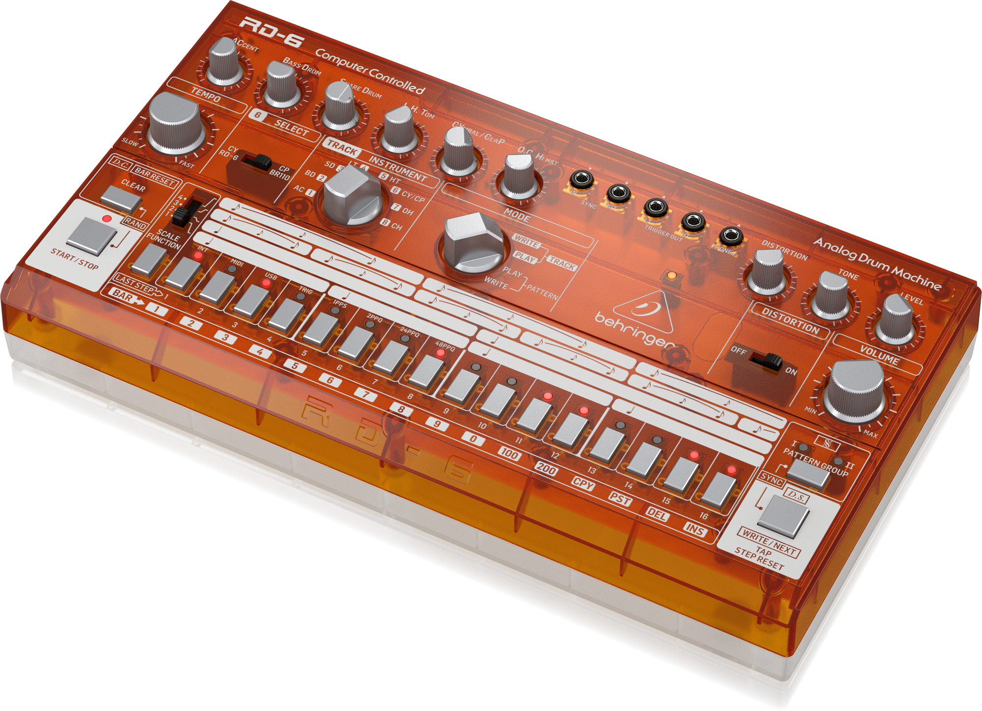 Behringer RD-6-TG Analog Drum Machine - Orange Translucent | BEHRINGER , Zoso Music