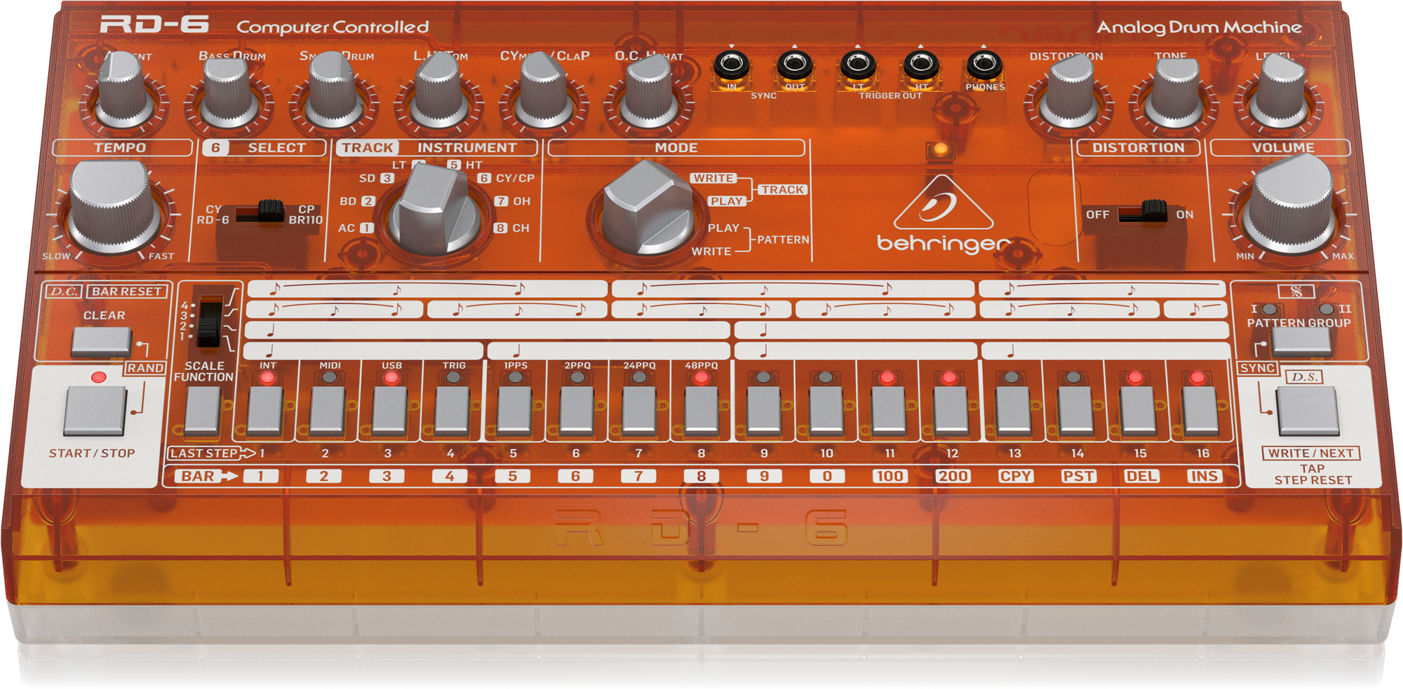 Behringer RD-6-TG Analog Drum Machine - Orange Translucent | BEHRINGER , Zoso Music