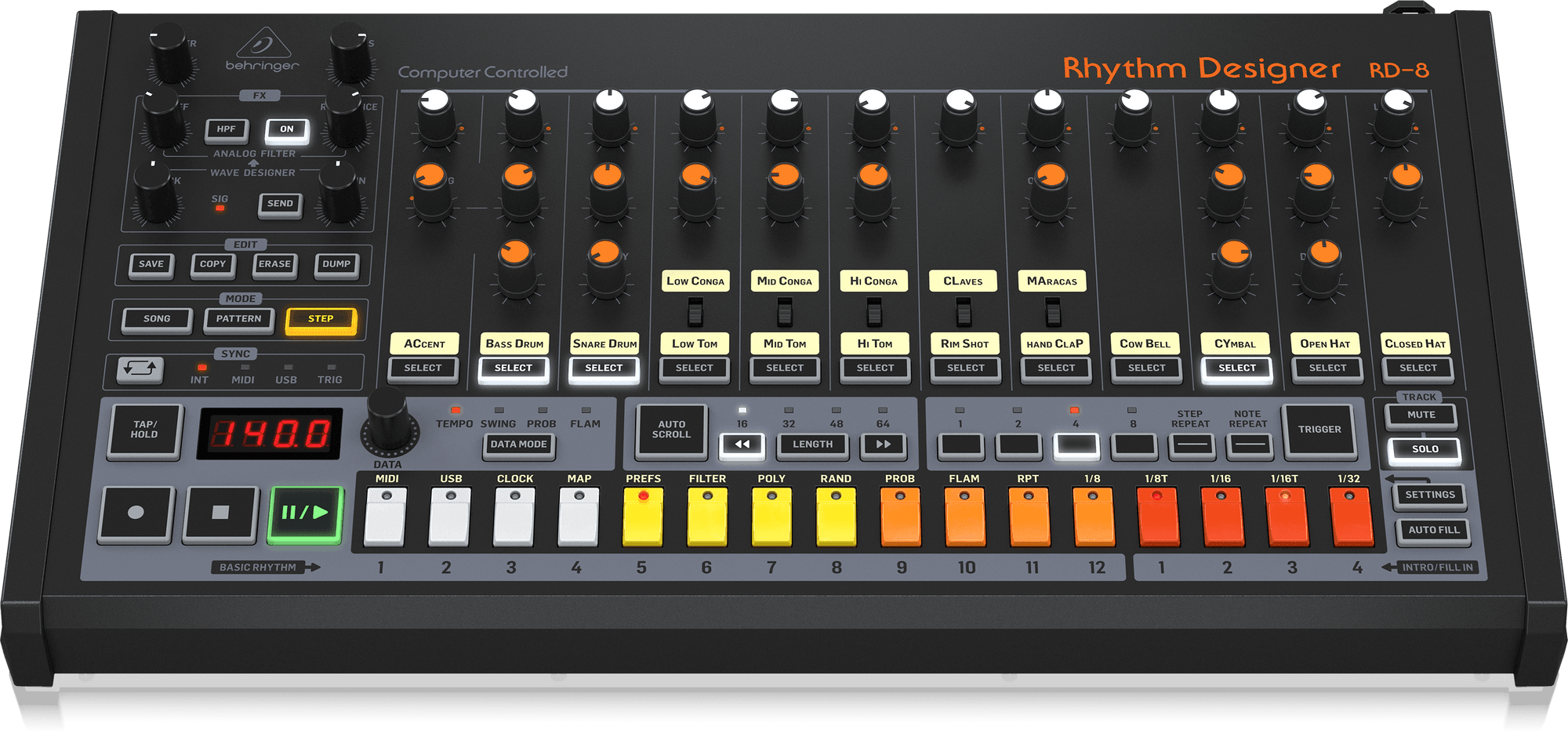 Behringer Rhythm Designer RD-8 Analog Drum Machine (RD8) | BEHRINGER , Zoso Music