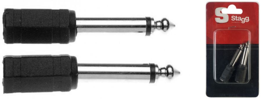 Stagg AC-PMSJFSH Female 3.5mm TRS to Male 1/4 inch TS Adapter - 2 Pieces |  STAGG |  CABLES |  Zoso Music