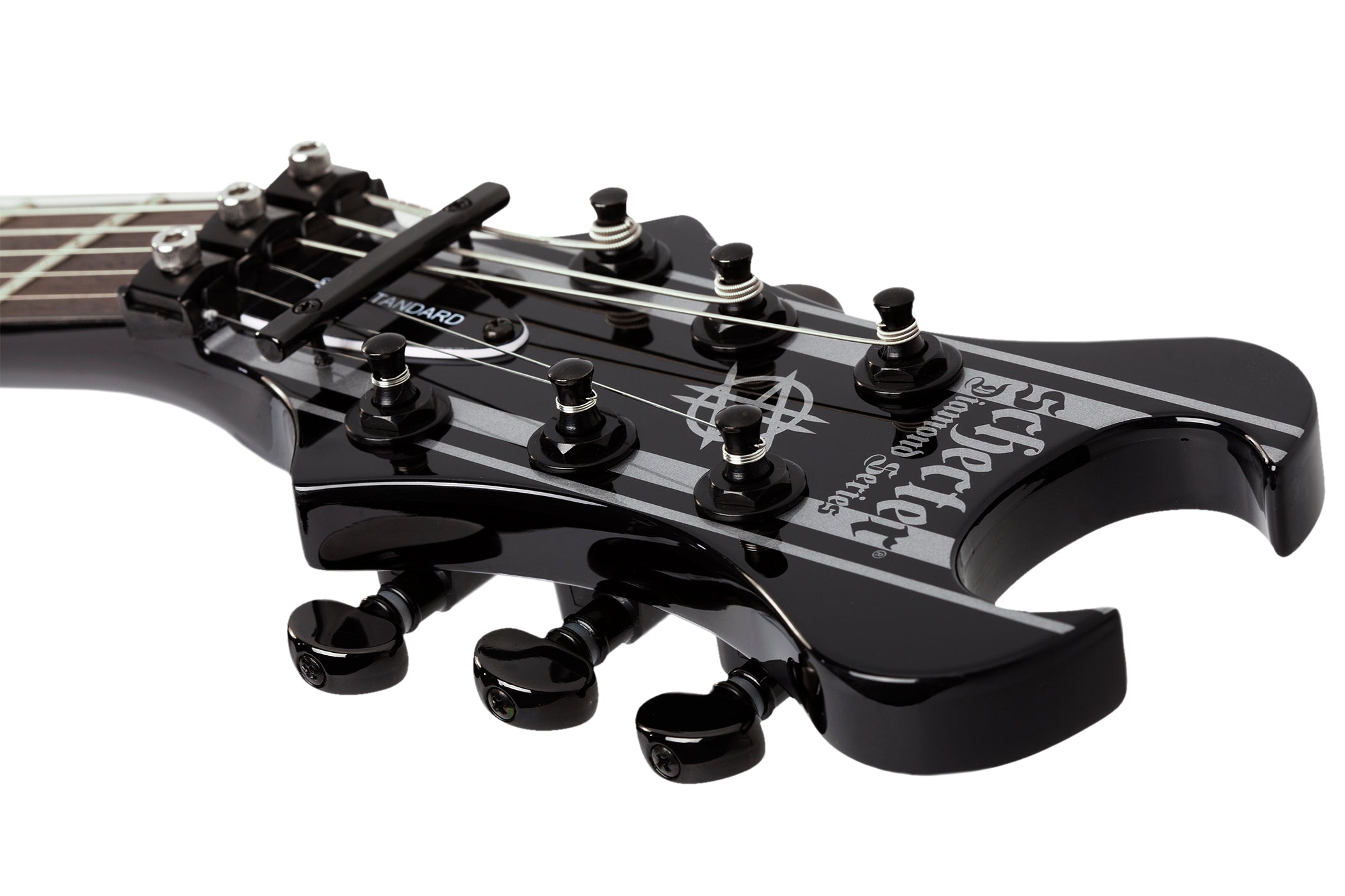 SCHECTER ELECTRIC GUITAR SYNYSTER GATES STANDARD GLOSS BLACK WITH SILVER PINSTRIPES (1739) MADE IN INDONESIA, SCHECTER, ELECTRIC GUITAR, schecter-electric-guitar-synstd-gbsp, ZOSO MUSIC SDN BHD