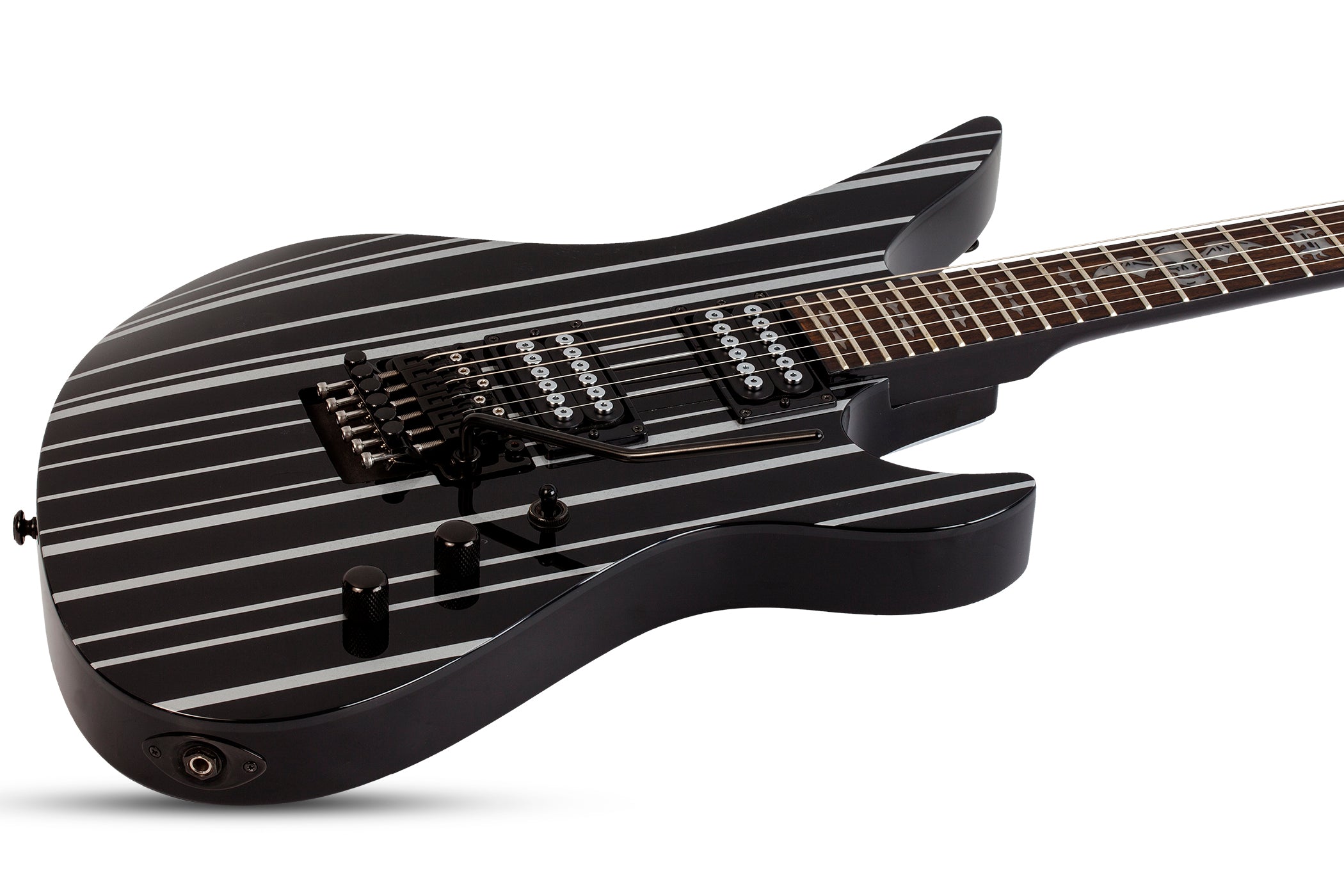 SCHECTER ELECTRIC GUITAR SYNYSTER GATES STANDARD GLOSS BLACK WITH SILVER PINSTRIPES (1739) MADE IN INDONESIA, SCHECTER, ELECTRIC GUITAR, schecter-electric-guitar-synstd-gbsp, ZOSO MUSIC SDN BHD