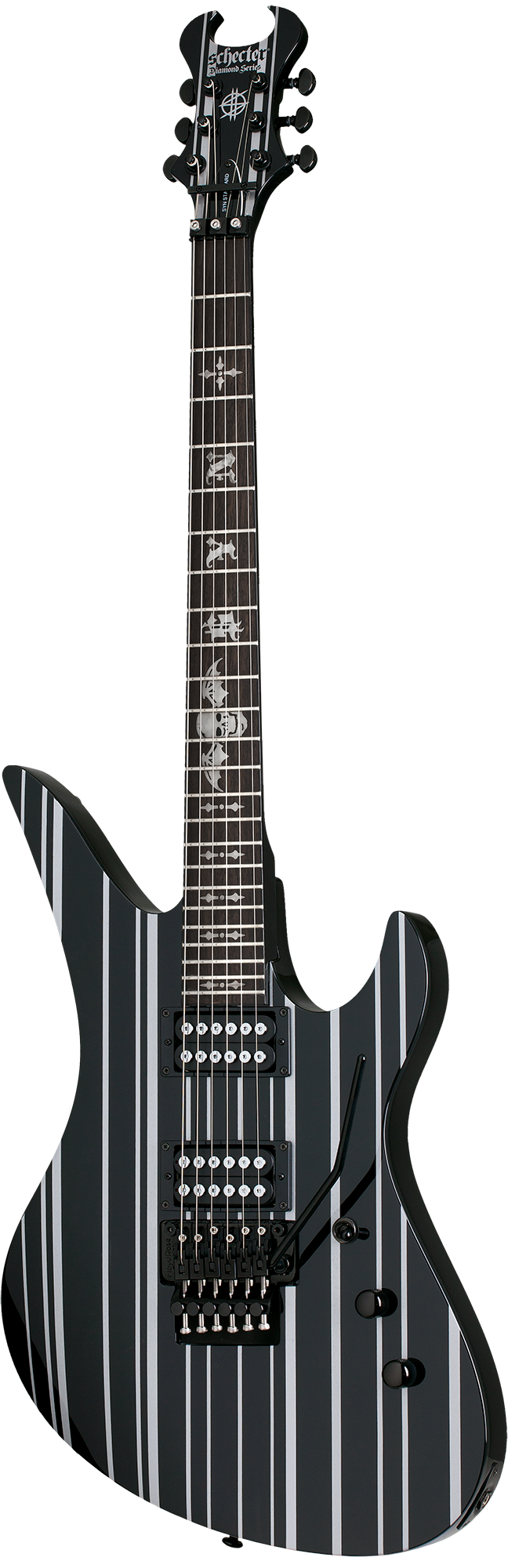 SCHECTER ELECTRIC GUITAR SYNYSTER GATES STANDARD GLOSS BLACK WITH SILVER PINSTRIPES (1739) MADE IN INDONESIA, SCHECTER, ELECTRIC GUITAR, schecter-electric-guitar-synstd-gbsp, ZOSO MUSIC SDN BHD