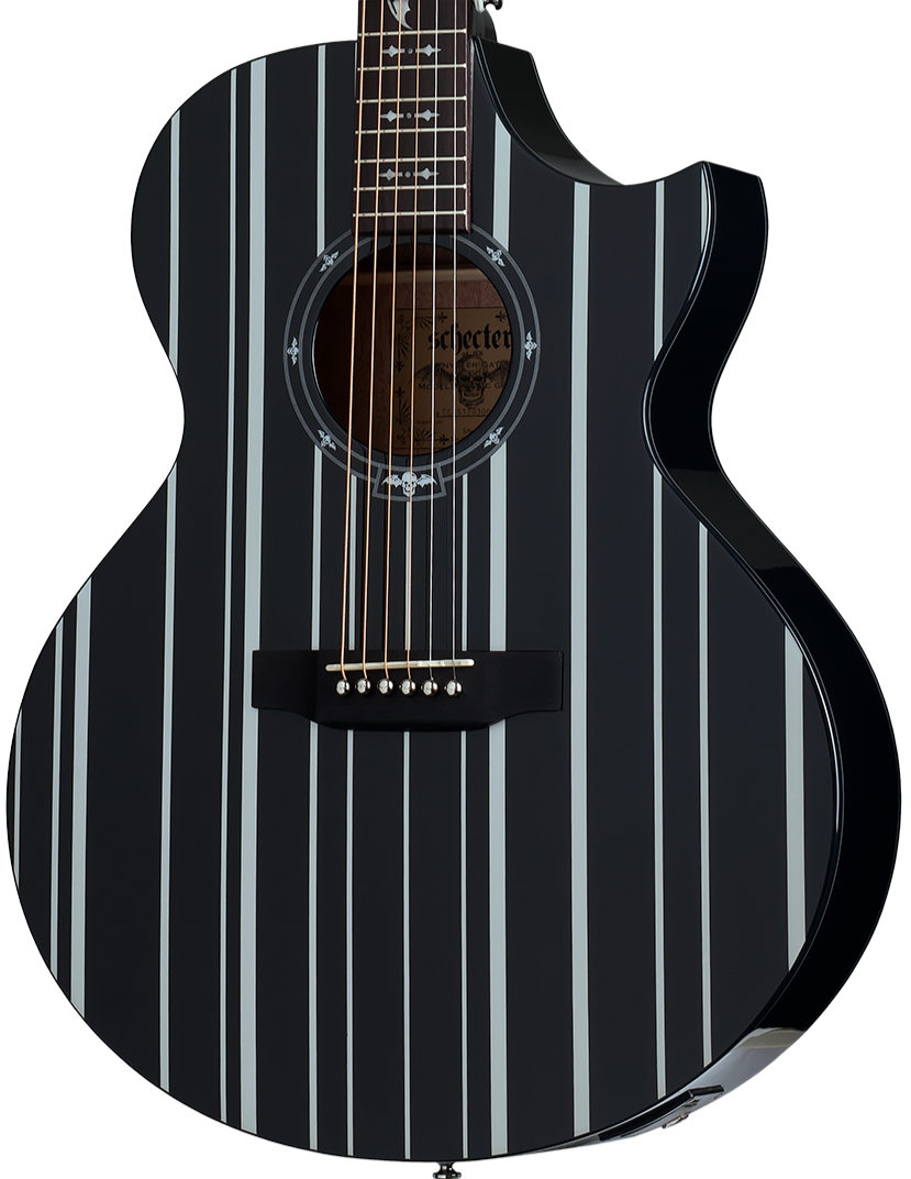 SCHECTER ELECTRIC GUITAR SYNYSTER GATES ACOUSTIC GUITAR GLOSS BLACK WITH SILVER PINSTRIPE (3700), SCHECTER, ACOUSTIC GUITAR, schecter-acoustic-guitar-synac-ga-sc-gbsp, ZOSO MUSIC SDN BHD