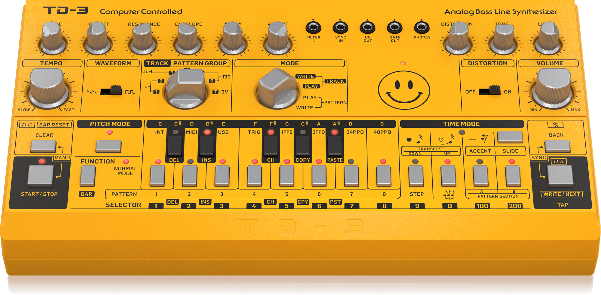 Behringer TD-3-AM Analog Bass Line Synthesizer - Yellow | BEHRINGER , Zoso Music