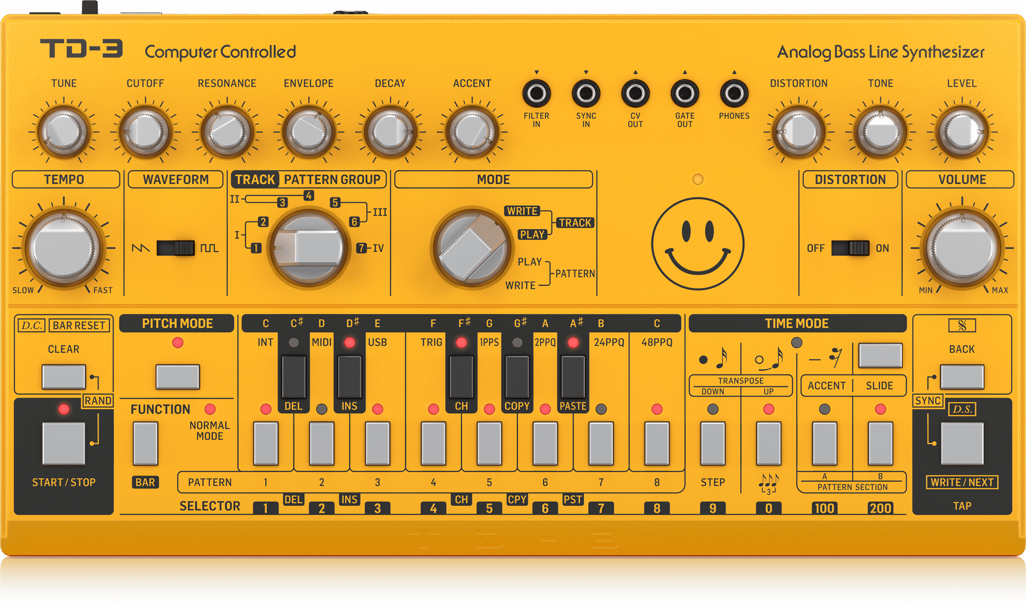 Behringer TD-3-AM Analog Bass Line Synthesizer - Yellow | BEHRINGER , Zoso Music