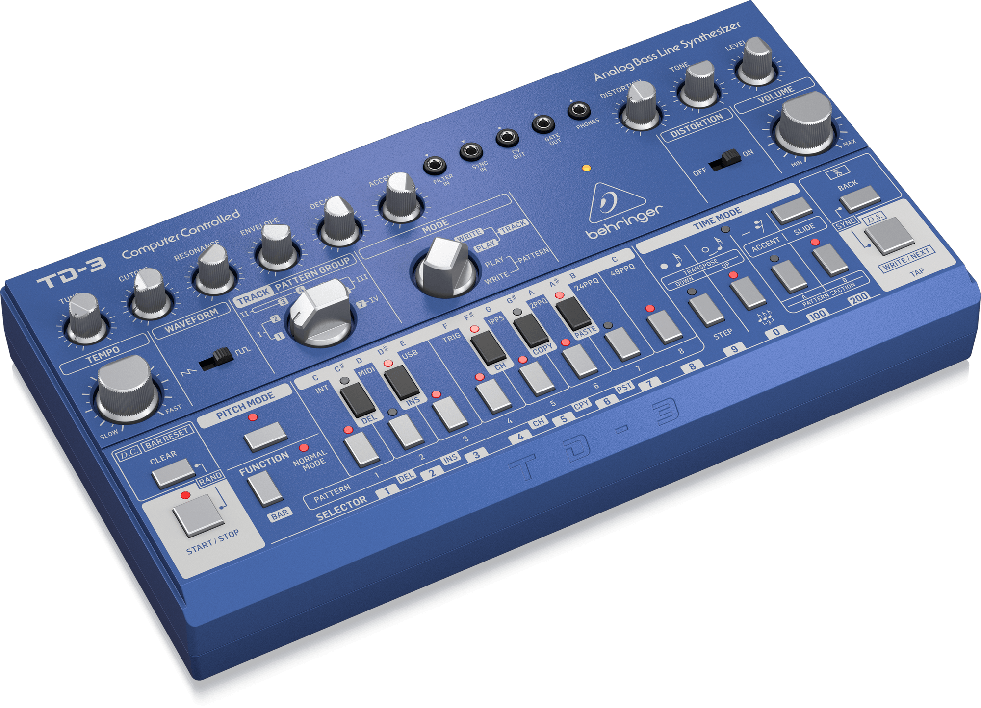 Behringer TD-3-BU Analog Bass Line Synthesizer - Blue (TD-3 / TD3) | BEHRINGER , Zoso Music
