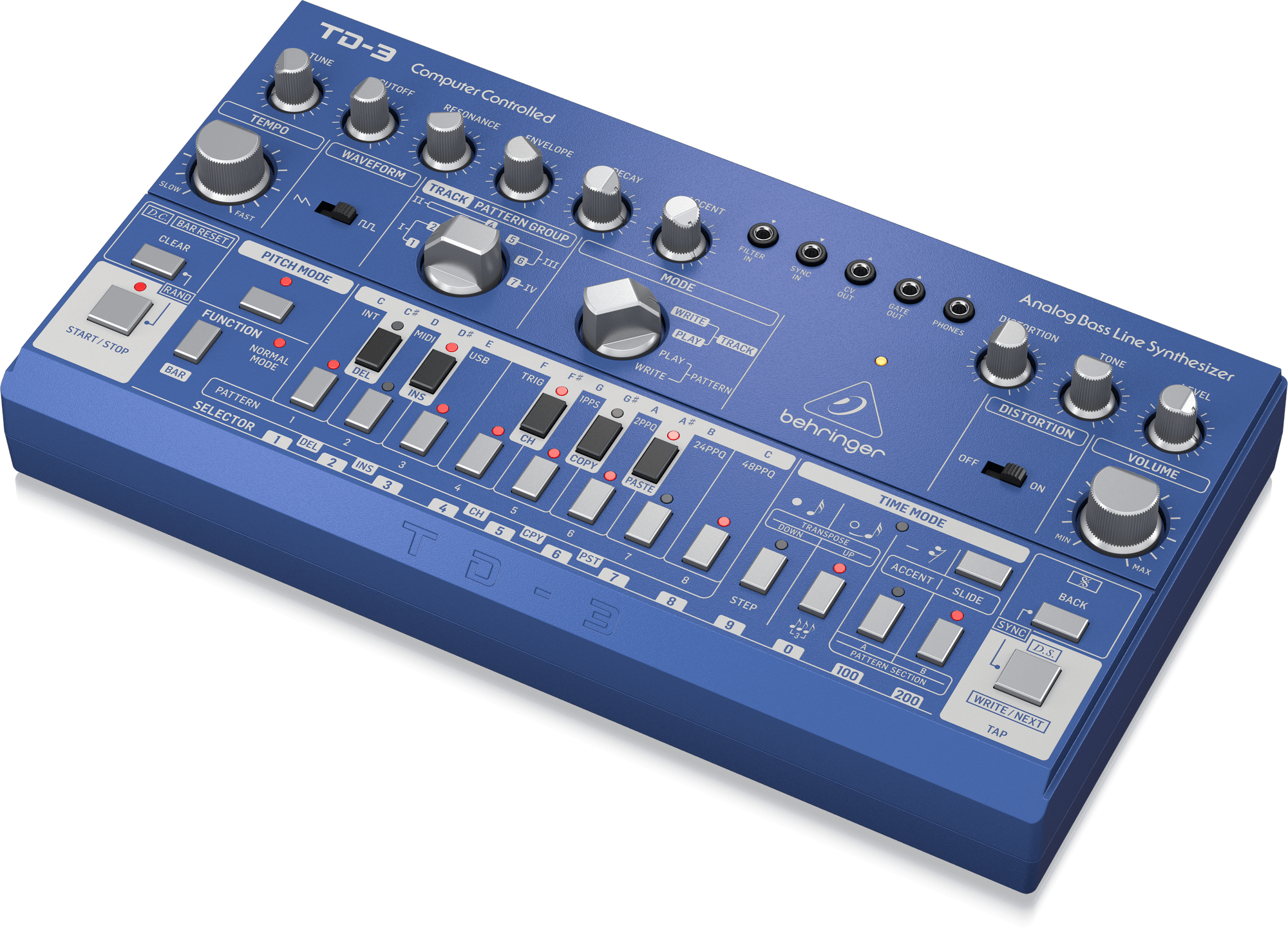 Behringer TD-3-BU Analog Bass Line Synthesizer - Blue (TD-3 / TD3) | BEHRINGER , Zoso Music