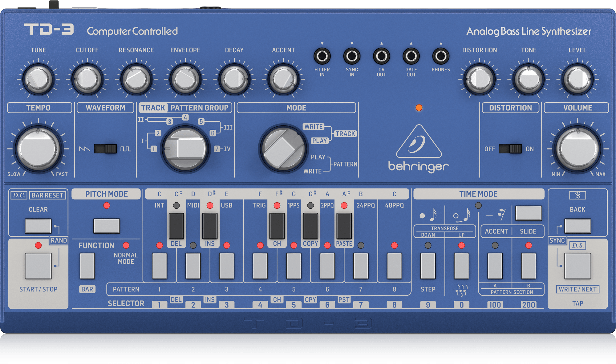 Behringer TD-3-BU Analog Bass Line Synthesizer - Blue (TD-3 / TD3) | BEHRINGER , Zoso Music