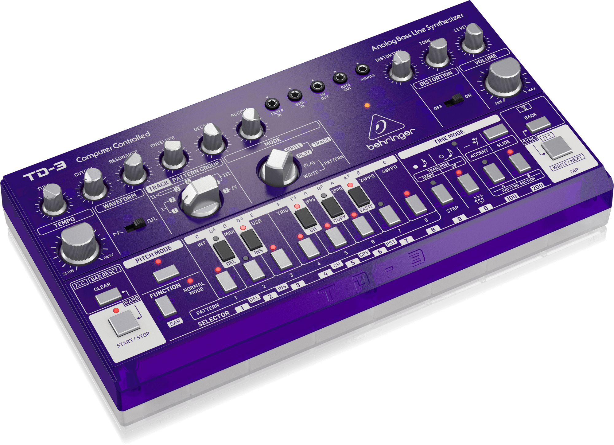 Behringer TD-3-GP Analog Bass Line Synthesizer - Purple | BEHRINGER , Zoso Music