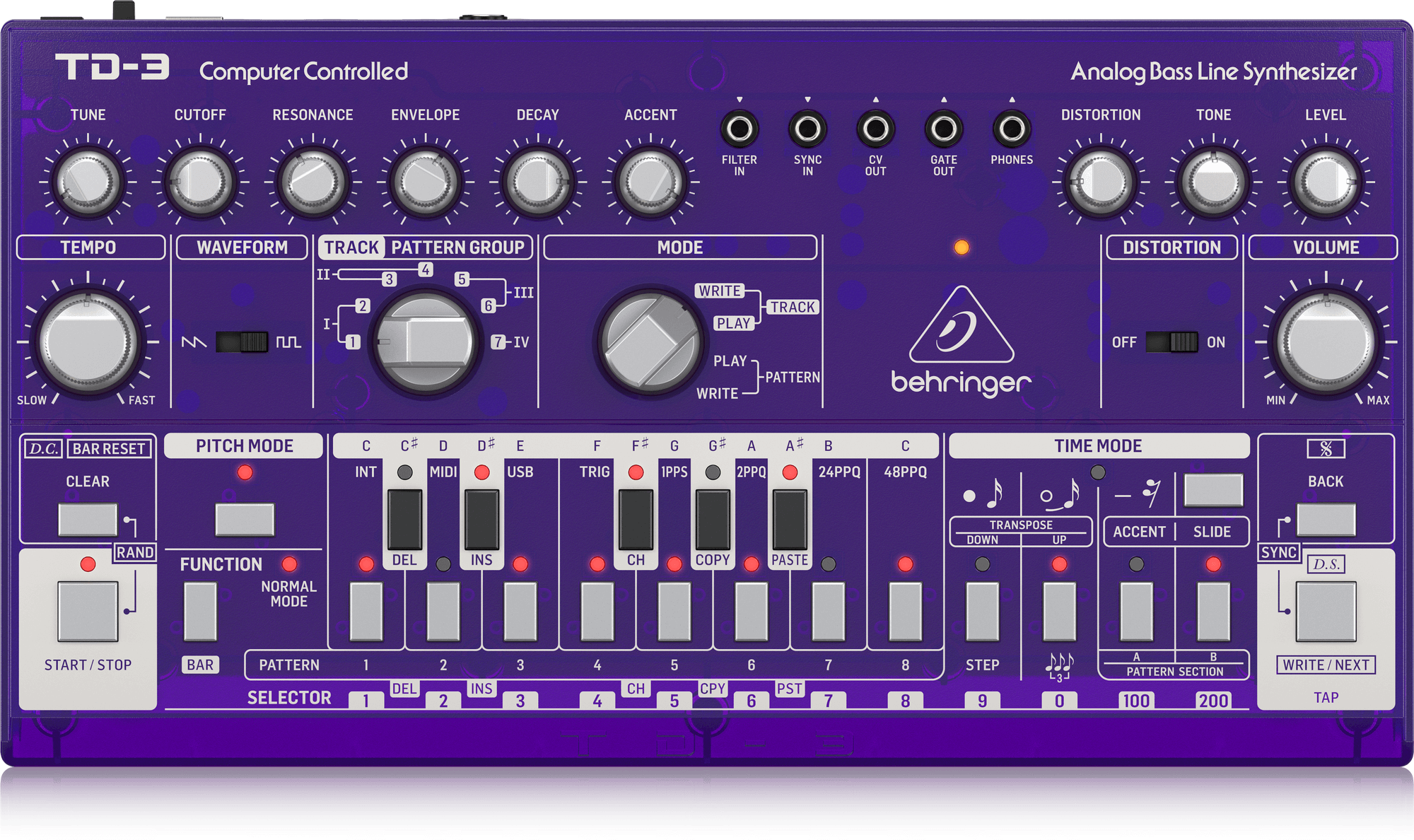 Behringer TD-3-GP Analog Bass Line Synthesizer - Purple | BEHRINGER , Zoso Music