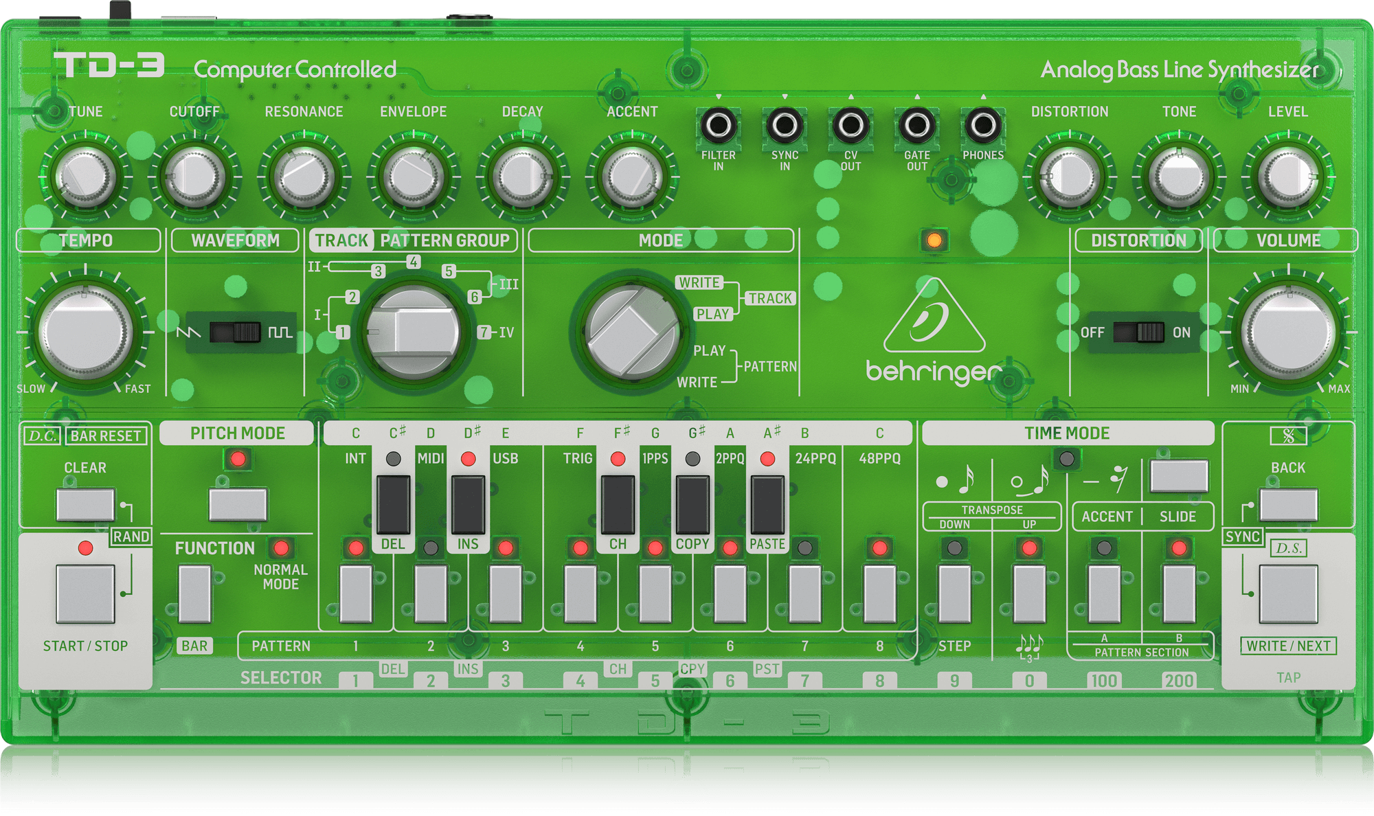 Behringer TD-3-LM Analog Bass Line Synthesizer - Lime | BEHRINGER , Zoso Music