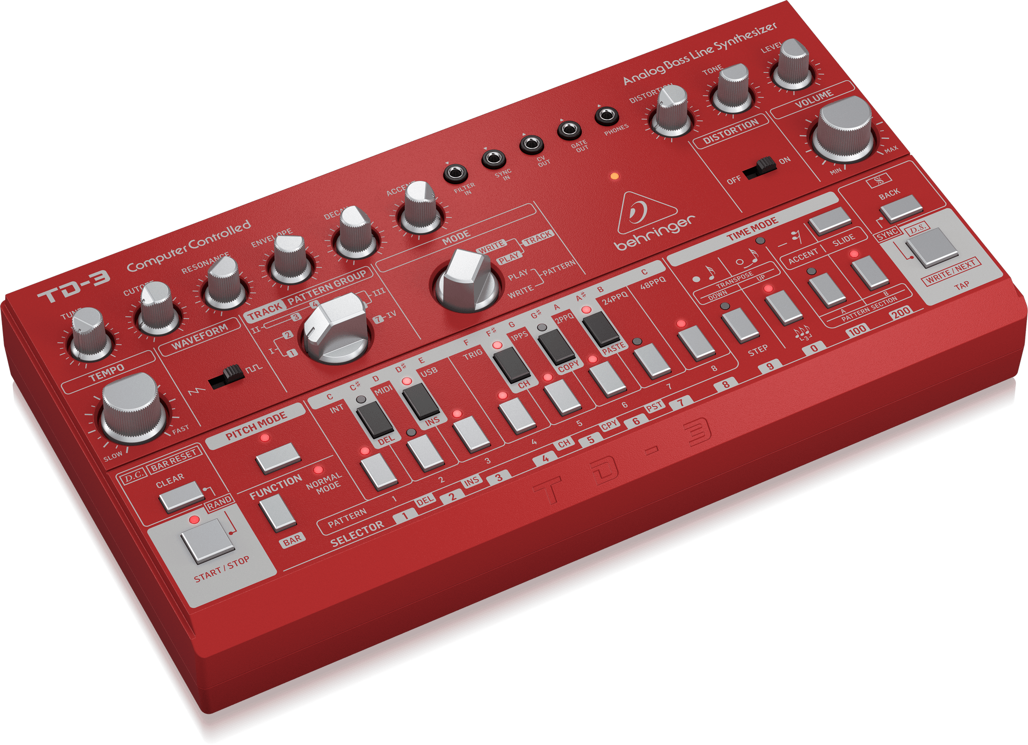 Behringer TD-3-RD Analog Bass Line Synthesizer - Red (TD-3 / TD3) | BEHRINGER , Zoso Music