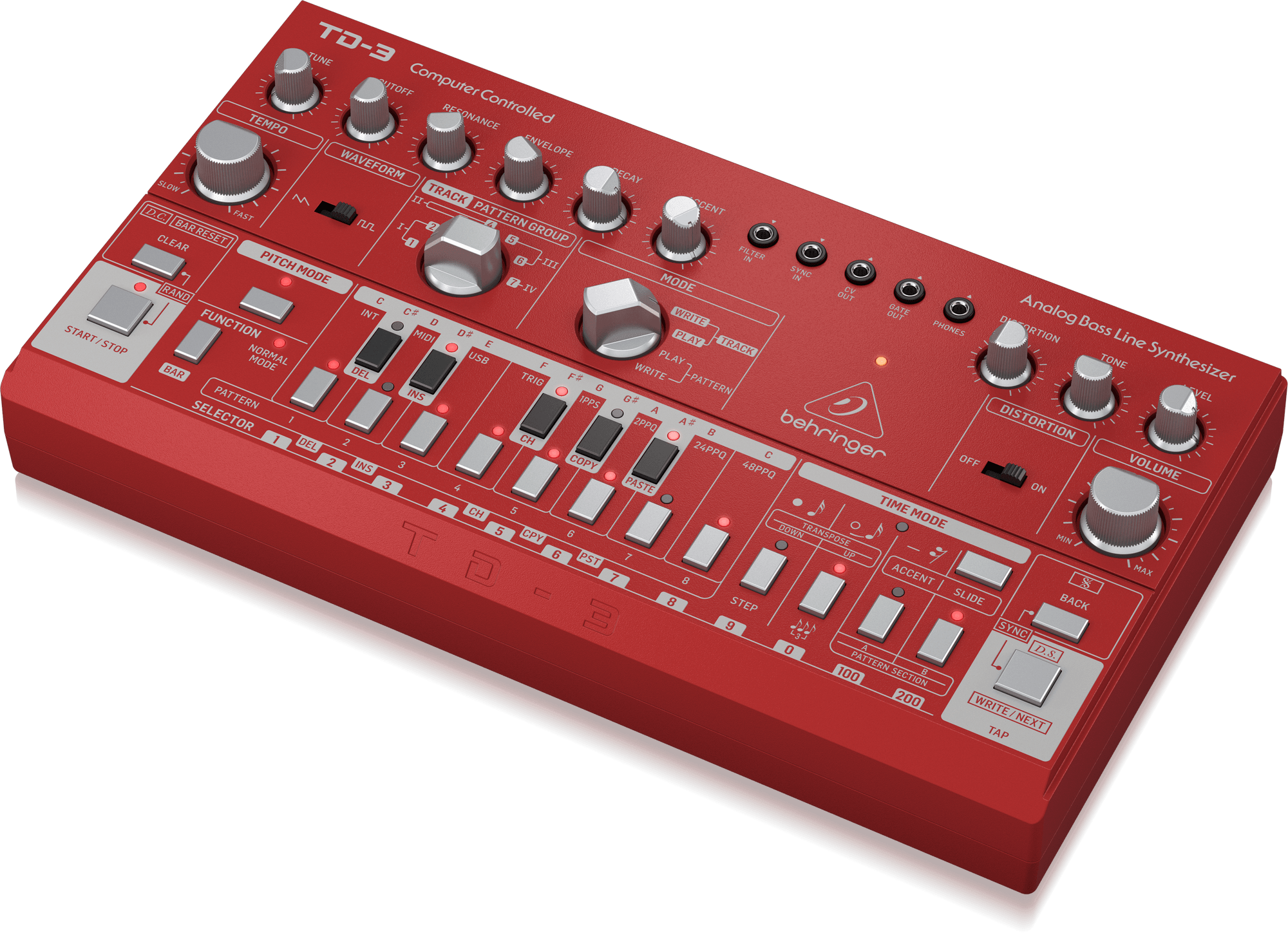 Behringer TD-3-RD Analog Bass Line Synthesizer - Red (TD-3 / TD3) | BEHRINGER , Zoso Music
