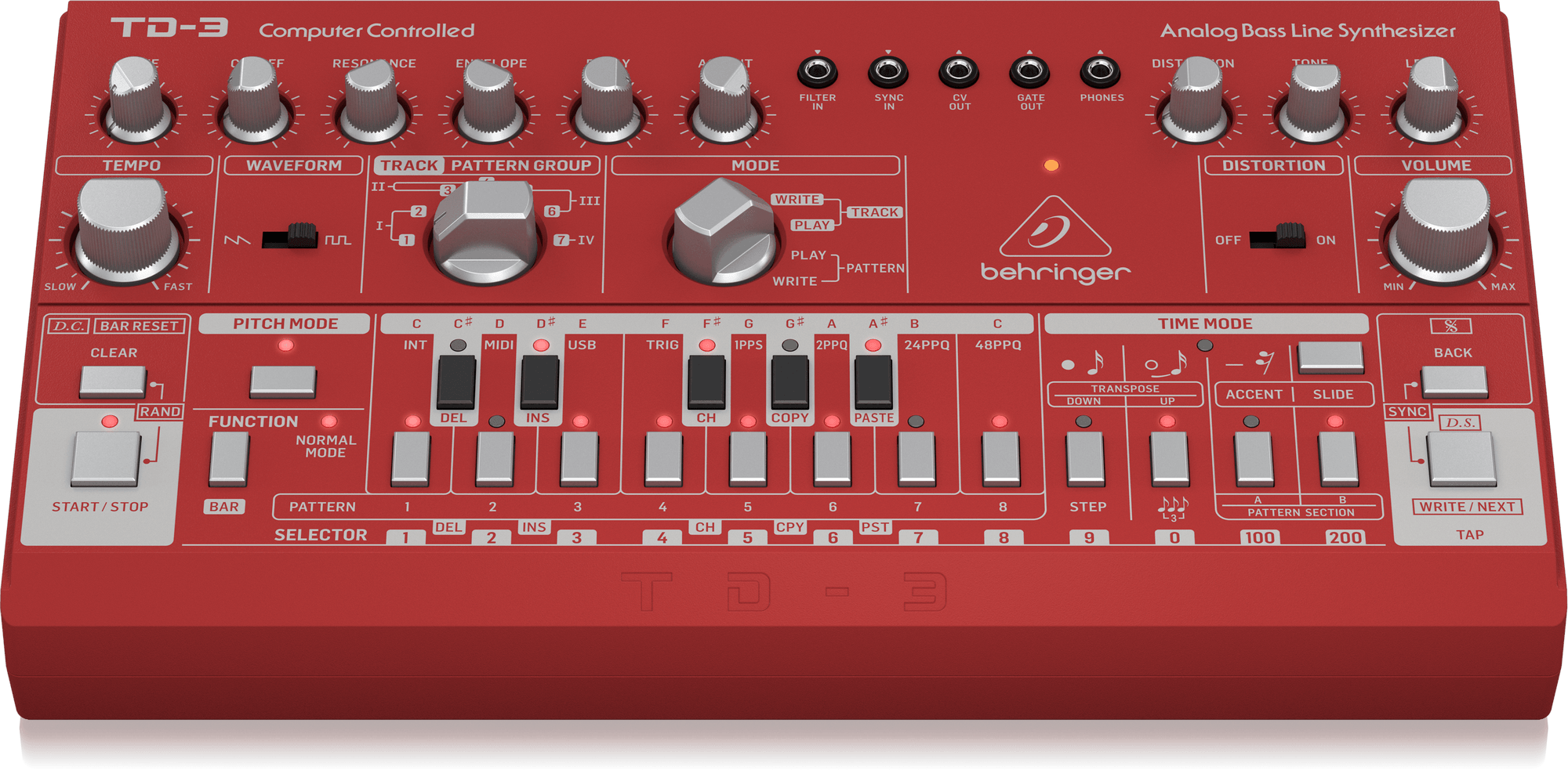 Behringer TD-3-RD Analog Bass Line Synthesizer - Red (TD-3 / TD3) | BEHRINGER , Zoso Music