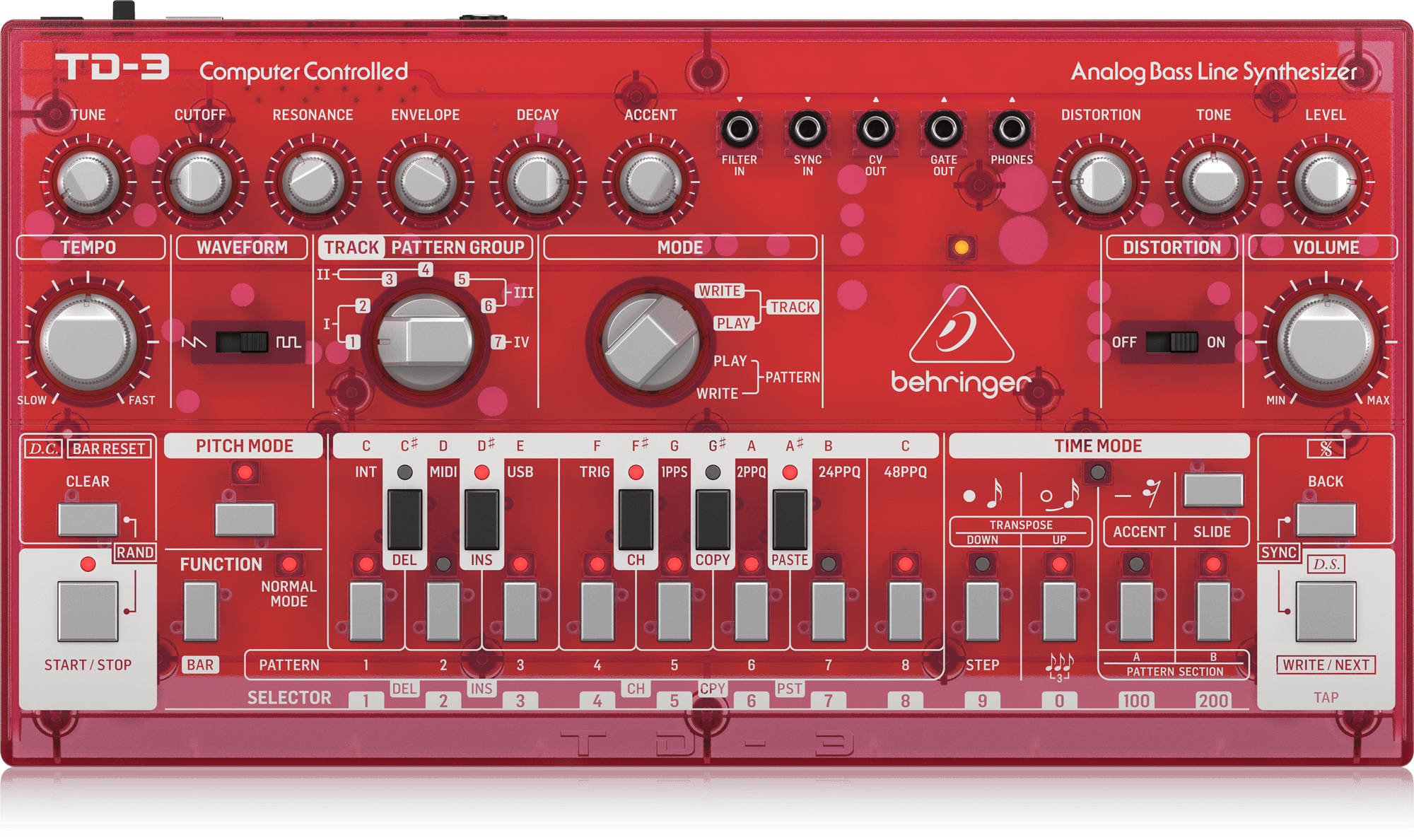 Behringer TD-3-SB Analog Bass Line Synthesizer - Strawberry | BEHRINGER , Zoso Music