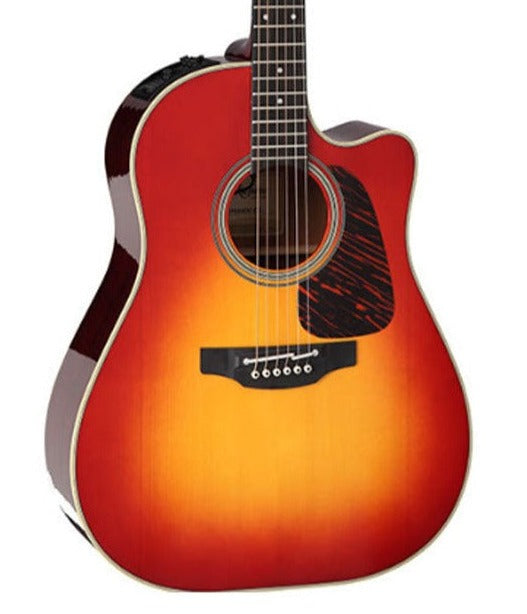 TAKAMINE CP6SSDC CUSTOM PRO SERIES SLOPED SHOULDER DREADNOUGHT CUTAWAY ACOUSTIC-ELECTRIC GUITAR, CHERRY SUNBURST, CTP-3 PREAMP & HARD CASE (MADE IN JAPAN)