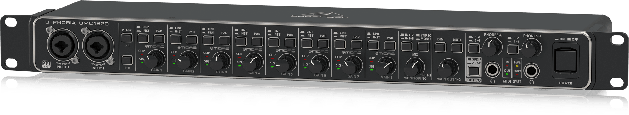 Behringer U-Phoria UMC-1820 USB 2.0 Audio Interface (UMC1820 / UMC 1820) | BEHRINGER , Zoso Music