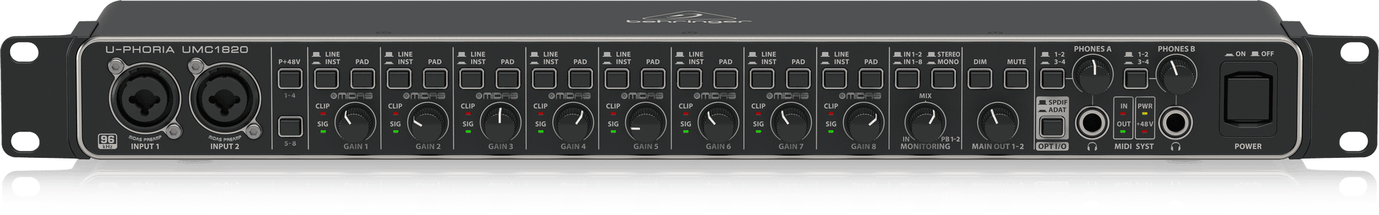 Behringer U-Phoria UMC-1820 USB 2.0 Audio Interface (UMC1820 / UMC 1820) | BEHRINGER , Zoso Music