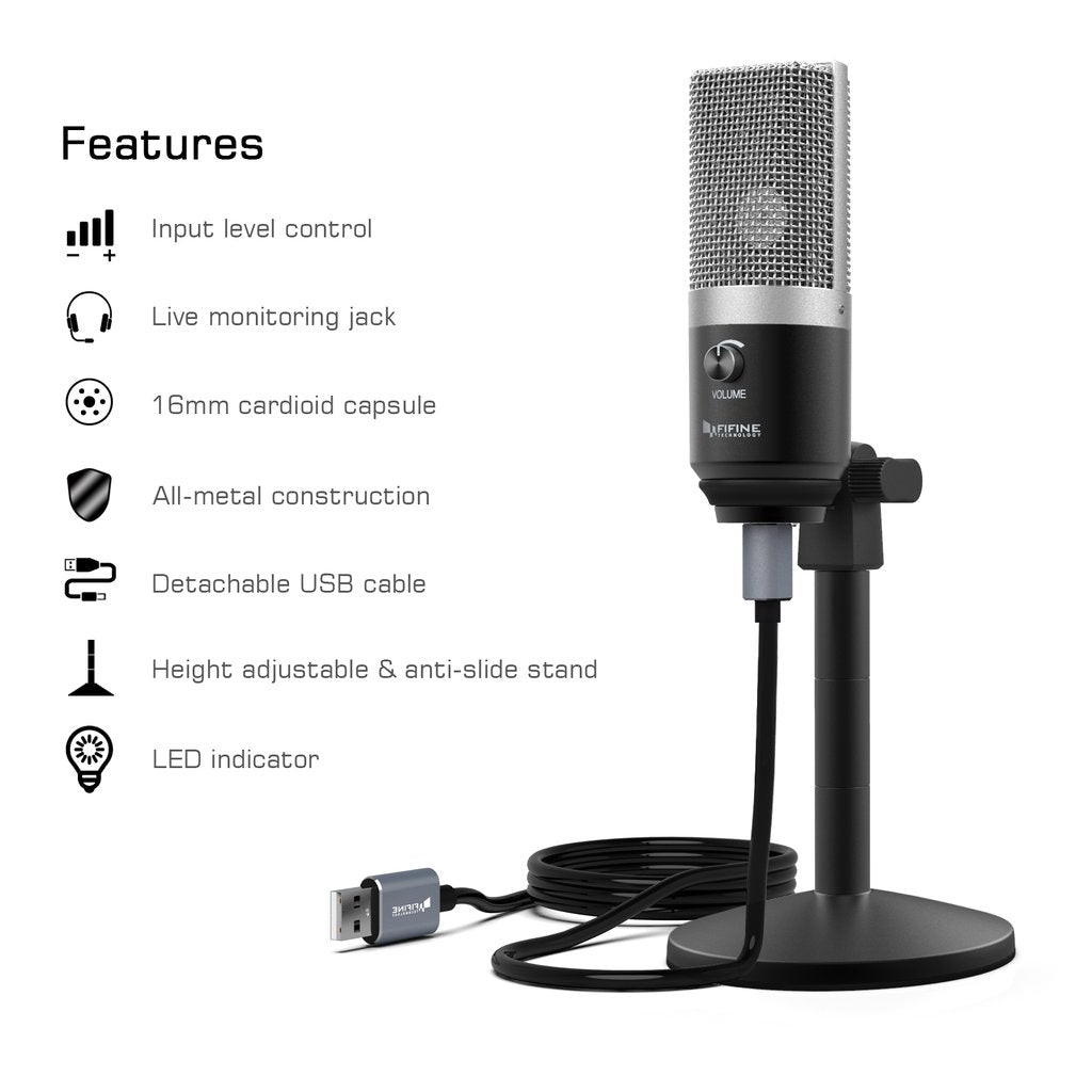 FIFINE K670 USB CONDENSER MICROPHONE FOR RECORDING, FIFINE, CONDENSER MICROPHONE, fifine-microphone-k670, ZOSO MUSIC SDN BHD
