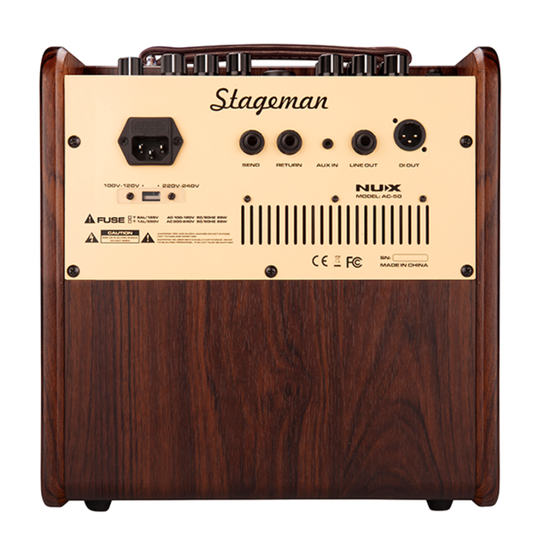 NUX STAGEMAN 50W ACOUSTIC GUITAR AMP W/EFX NUXAC50, NUX, GUITAR AMPLIFIER, nux-guitar-amplifier-nuxac50, ZOSO MUSIC SDN BHD