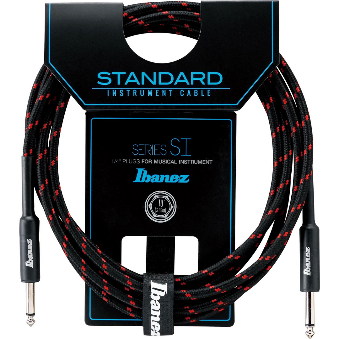 IBANEZ STANDARD WOVEN CABLE BLACK RED GUITAR CABLE 10 FEET SI10 BW, IBANEZ, CABLES, ibanez-audio-cable-accessory-ibasi10-bw, ZOSO MUSIC SDN BHD
