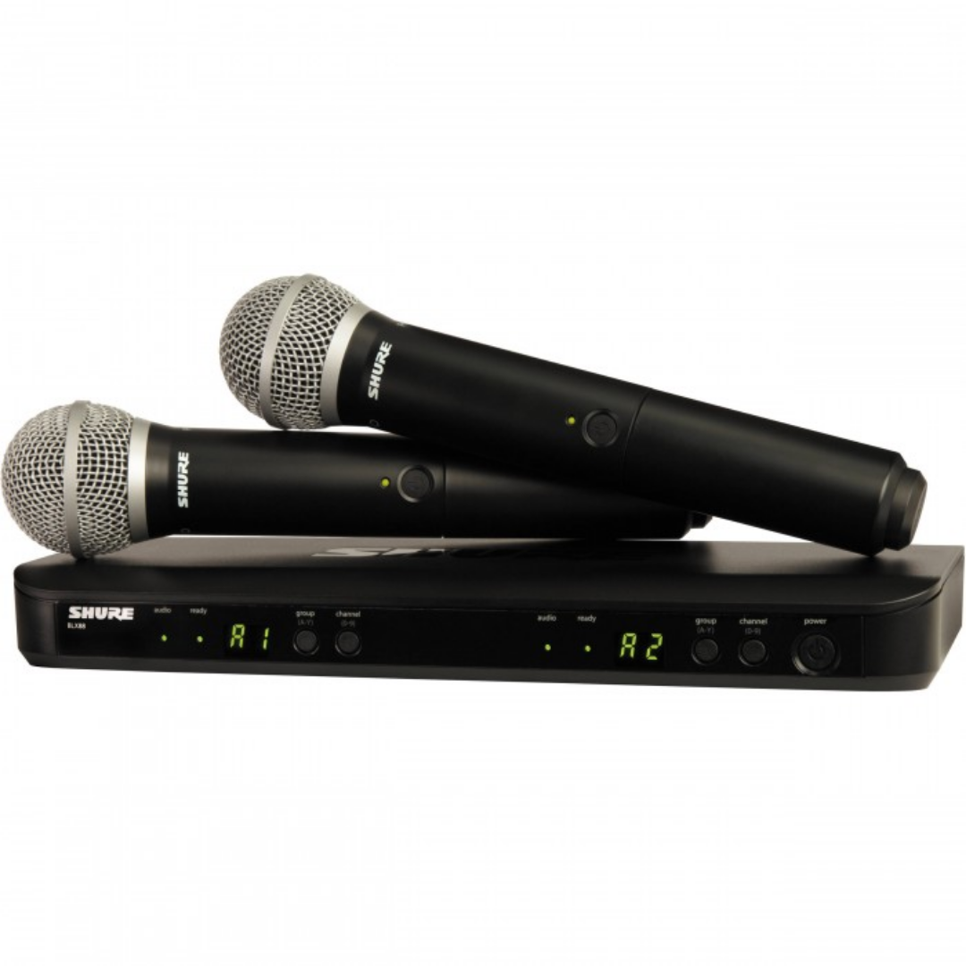 Shure BLX288/SM58 Dual Channel Handheld Wireless Microphone System, BLX88 Dual-channel Wireless Receiver & (2) BLX2/SM58 Handheld Transmitters with Free Gator GM-DUALW Dual Wireless System Ba, SHURE, WIRELESS MICROPHONE SYSTEM, shure-wireless-microphone-system-blx288-sm58, ZOSO MUSIC SDN BHD
