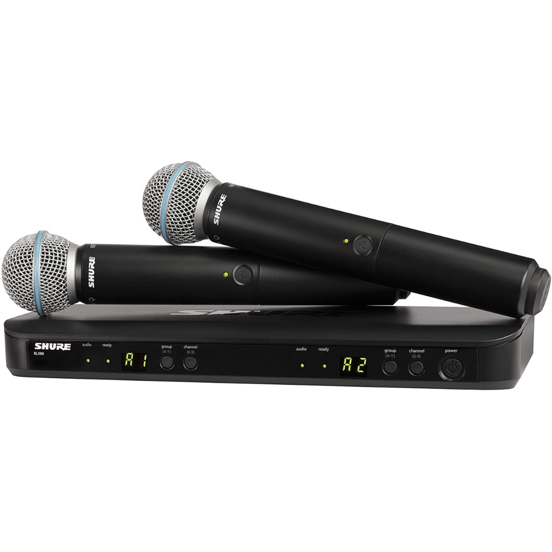 Shure BLX288/B58 Dual Channel Handheld Wireless Microphone System, BLX88 Receiver & (2) BLX2/B58 Handheld Transmitters with Free Gator GM-DUALW Dual Wireless System Bag, SHURE, WIRELESS MICROPHONE SYSTEM, shure-wireless-microphone-system-blx288-b58, ZOSO MUSIC SDN BHD