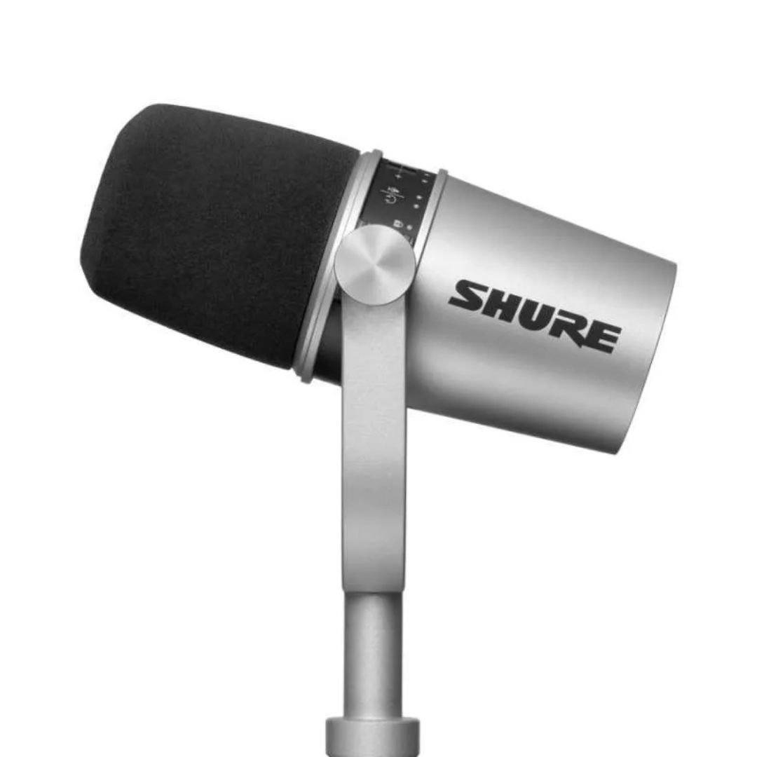 Shure MV7 USB Podcast Microphone with Gator Boom Mic Stand - Silver (MV-7 / MV 7 / GFWMICBCBM1000), SHURE, MICROPHONE, shure-microphone-mv7-s-1, ZOSO MUSIC SDN BHD